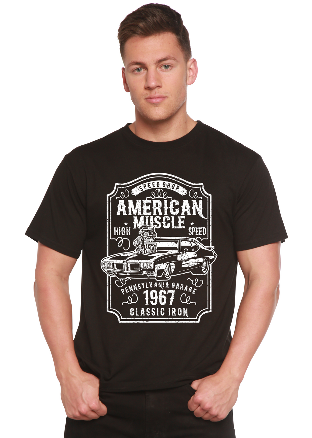 Spun Bamboo American Muscle Men's Bamboo Viscose/Organic Cotton Short Sleeve Graphic T-Shirt — main product shot