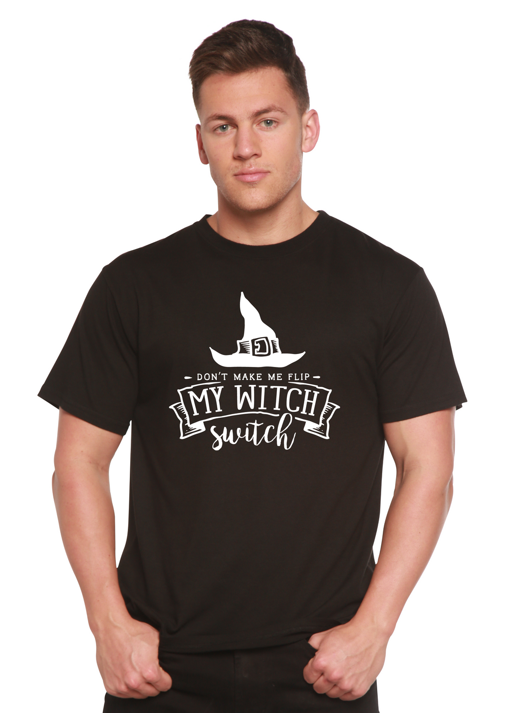 Spun Bamboo My Witch Unisex Bamboo Viscose/Organic Cotton Short Sleeve Graphic T-Shirt — product on model