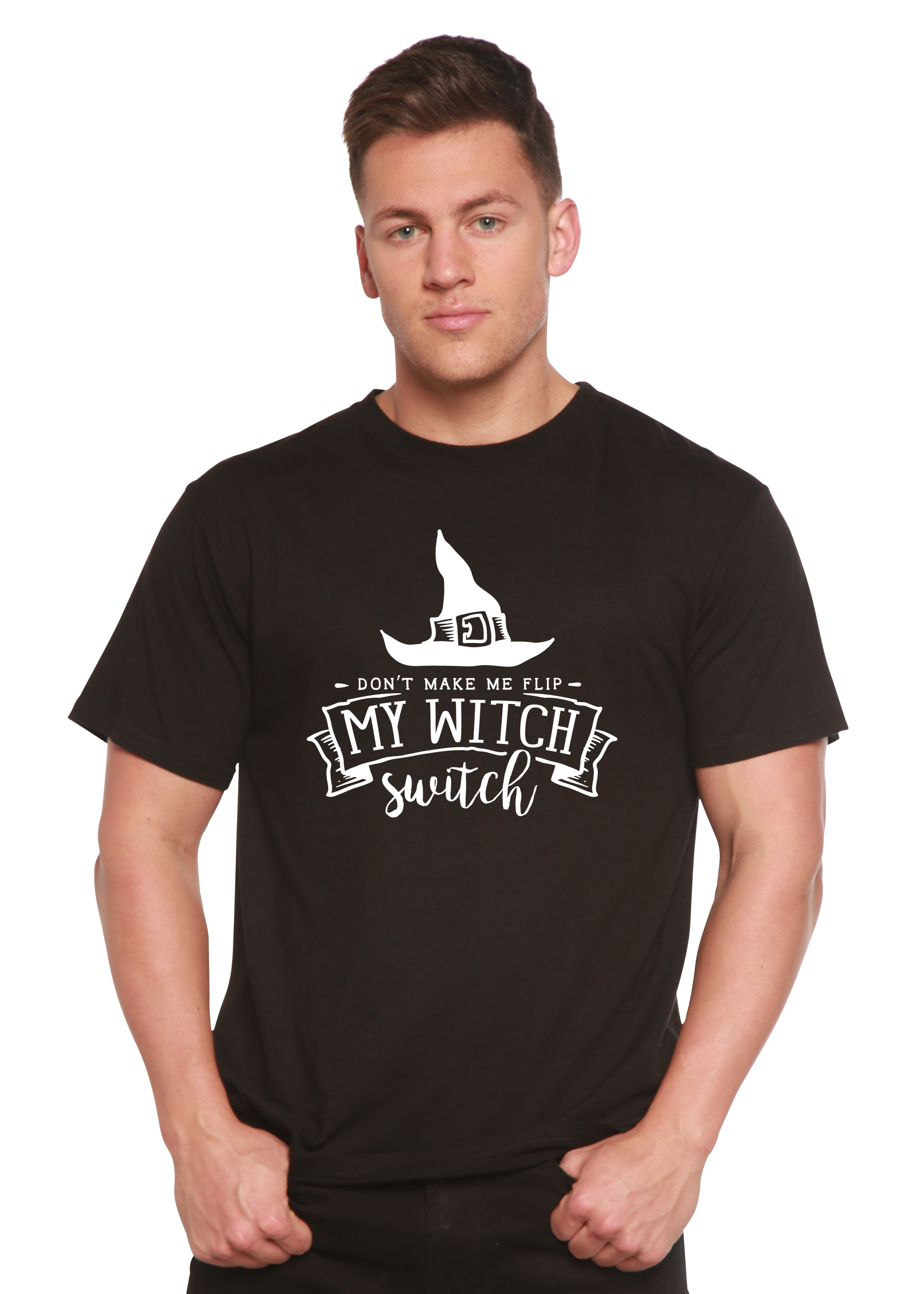 Spun Bamboo My Witch Unisex Bamboo Viscose/Organic Cotton Short Sleeve Graphic T-Shirt — product on model