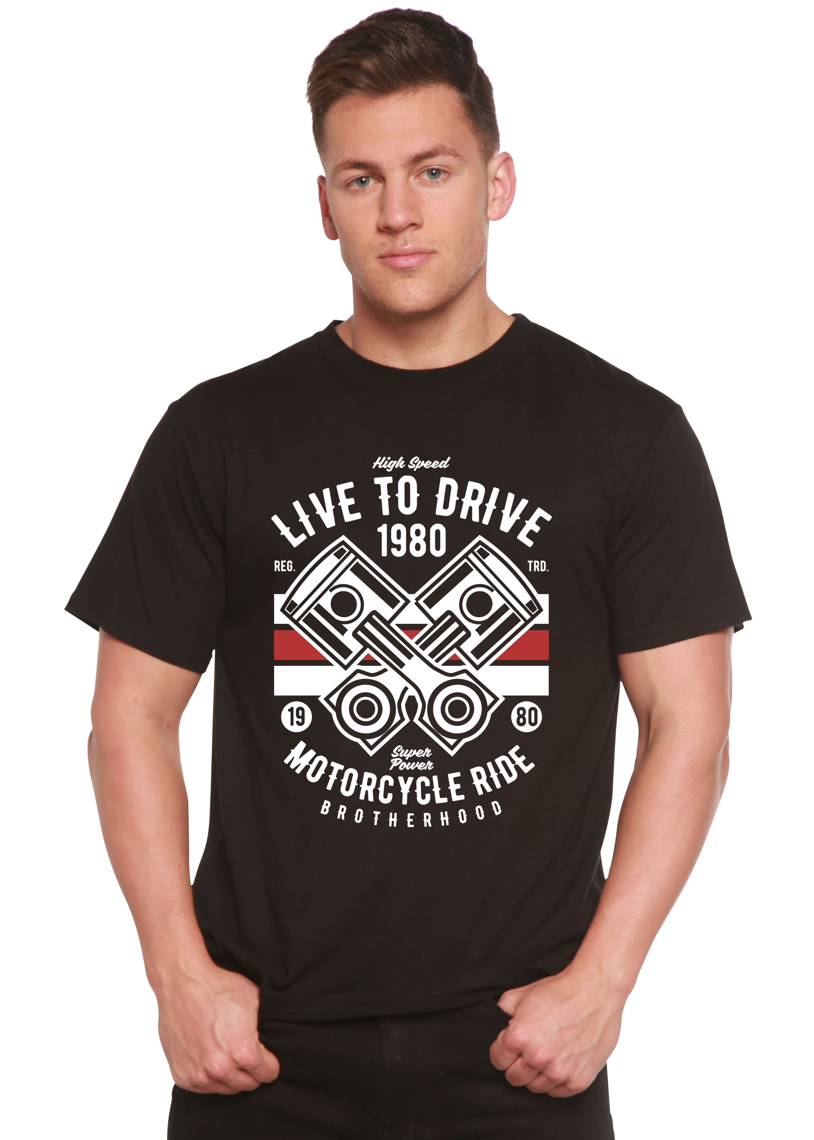 Spun Bamboo Live To Ride 1980 Men's Bamboo Viscose/Organic Cotton Short Sleeve Graphic T-Shirt — main product shot