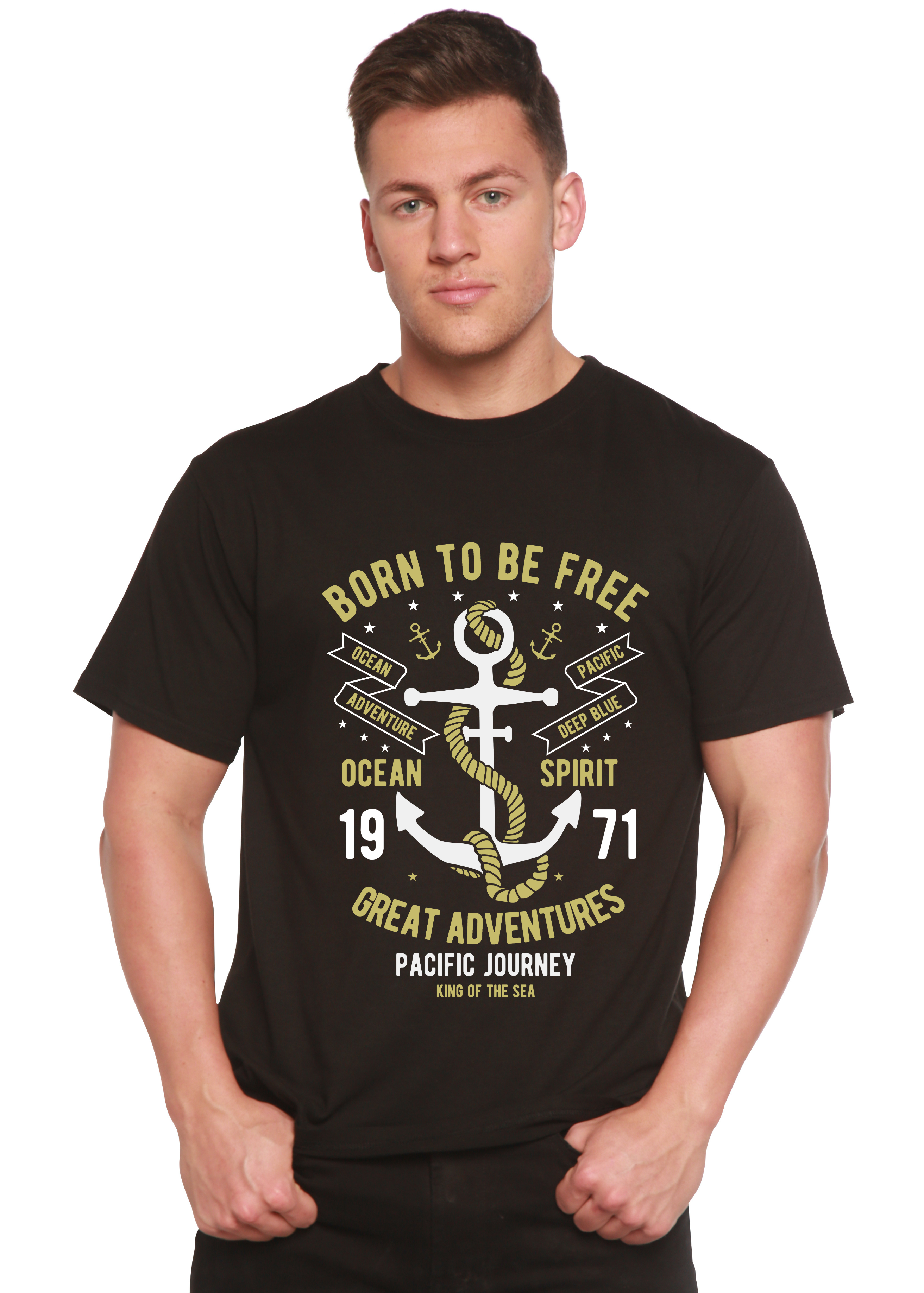 Spun Bamboo Born To Be Free Men's Bamboo Viscose/Organic Cotton Short Sleeve Graphic T-Shirt — main product shot