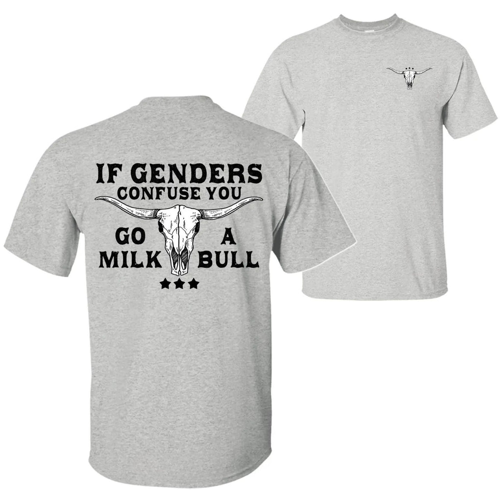 Pasimax "If Gender Confuse You..." Funny Sarcastic T-Shirt - 2-Sided Unisex Quote Tee, Humor Apparel — size reference