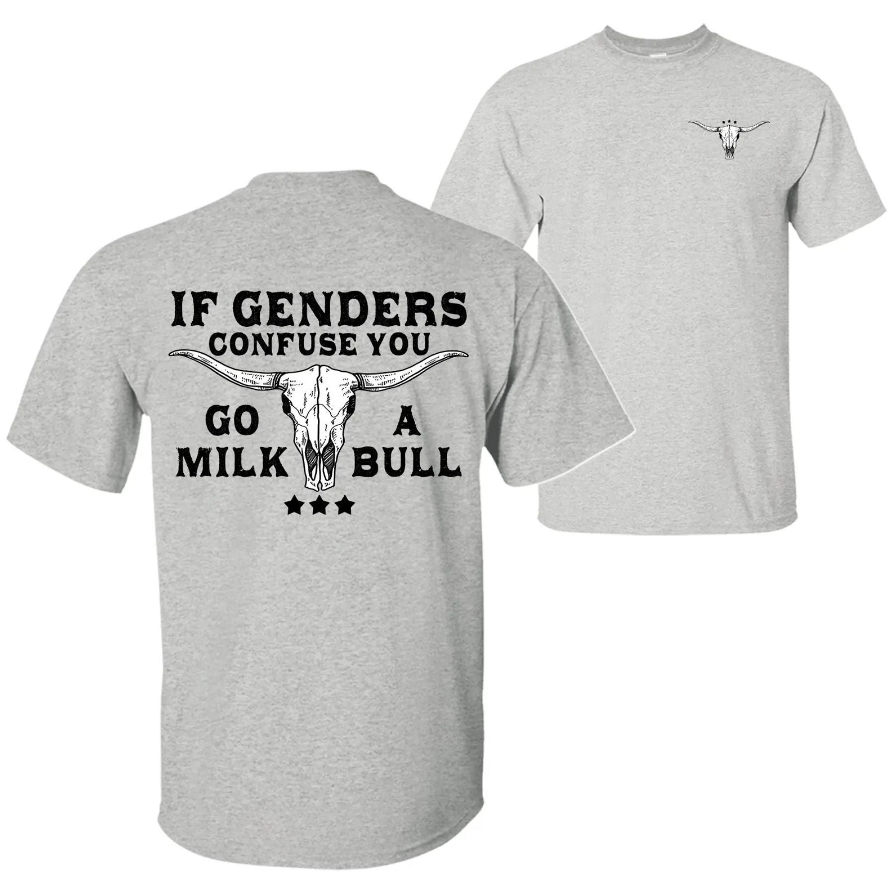 Pasimax "If Gender Confuse You..." Funny Sarcastic T-Shirt - 2-Sided Unisex Quote Tee, Humor Apparel — size reference