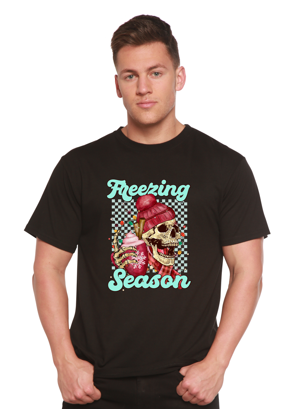 Spun Bamboo Freezing Season Unisex Bamboo Viscose/Organic Cotton Short Sleeve Graphic T-Shirt — fabric or material detail