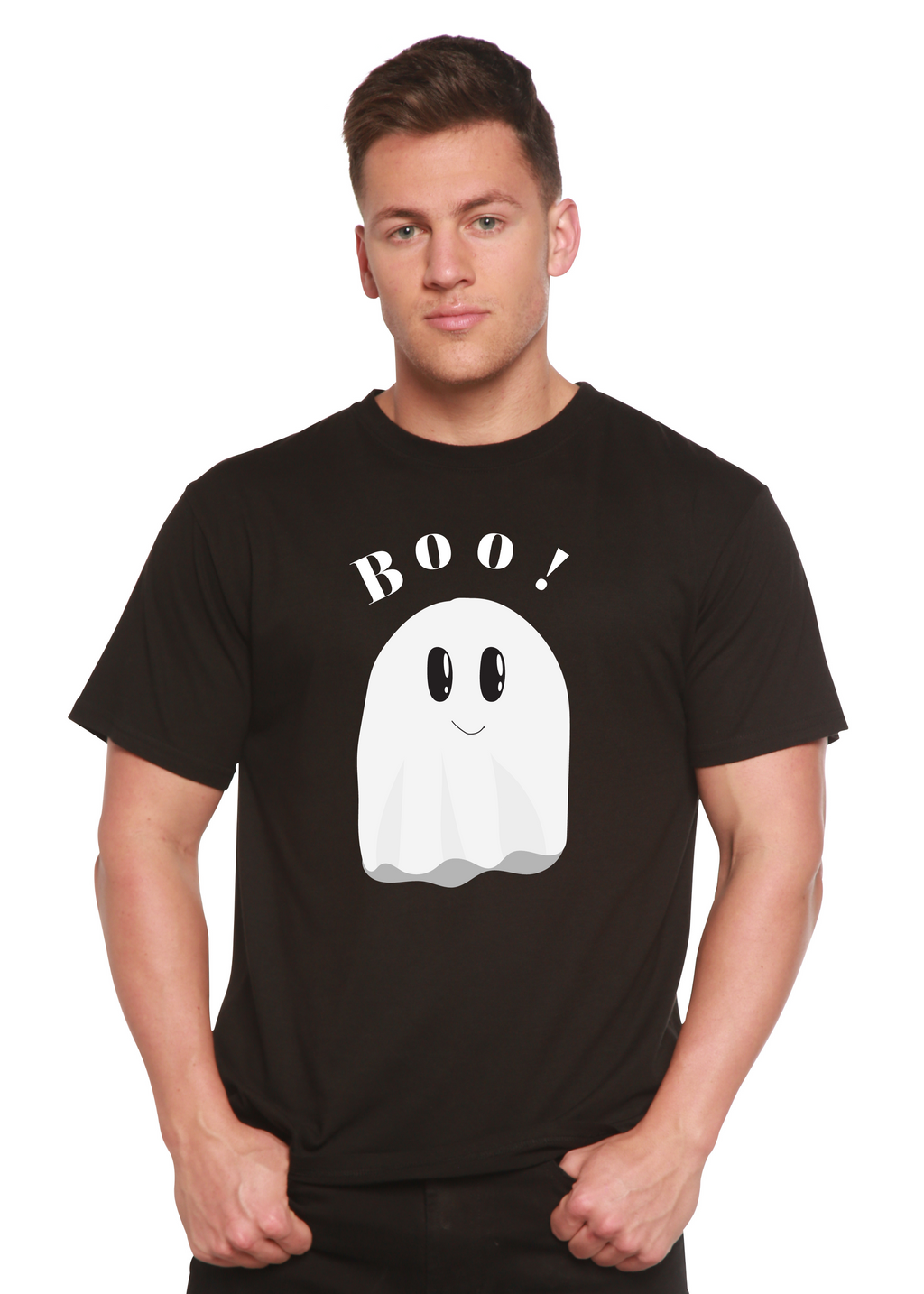 Spun Bamboo Boo Men's Bamboo Viscose/Organic Cotton Short Sleeve Graphic T-Shirt — size reference