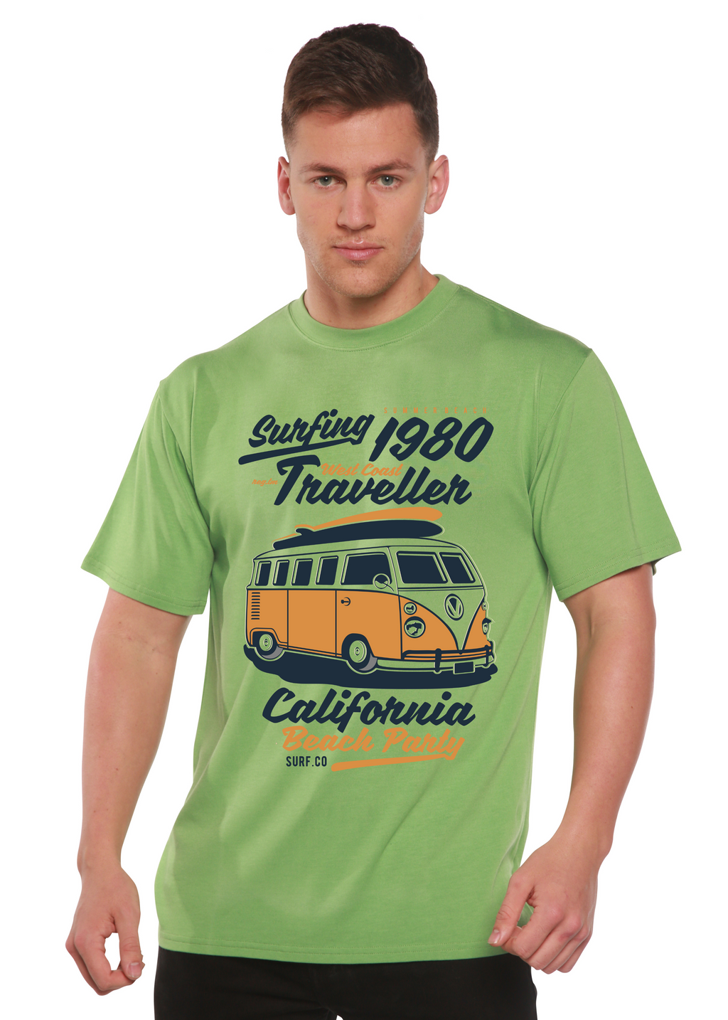 Spun Bamboo Surfing 1980 Spun Bamboo® Men's Bamboo Viscose/Organic Cotton Short Sleeve Graphic T-Shirt — alternative angle