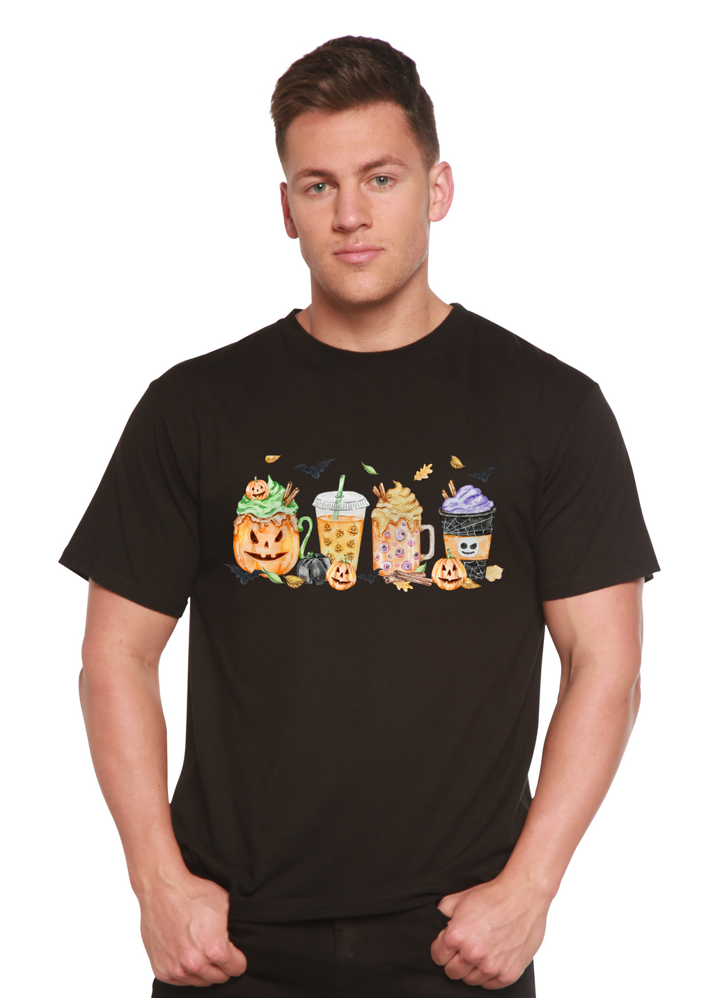 Spun Bamboo Happy Halloween Men's Bamboo Viscose/Organic Cotton Short Sleeve Graphic T-Shirt — size reference