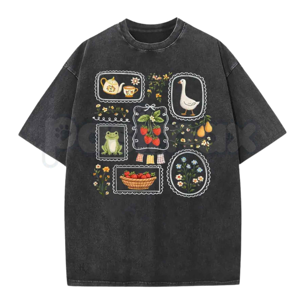 Women's Vintage Acid Wash T-Shirt – Retro Oversized Mineral Faded Tee, Premium Lightweight Cotton Distressed Streetwear Top