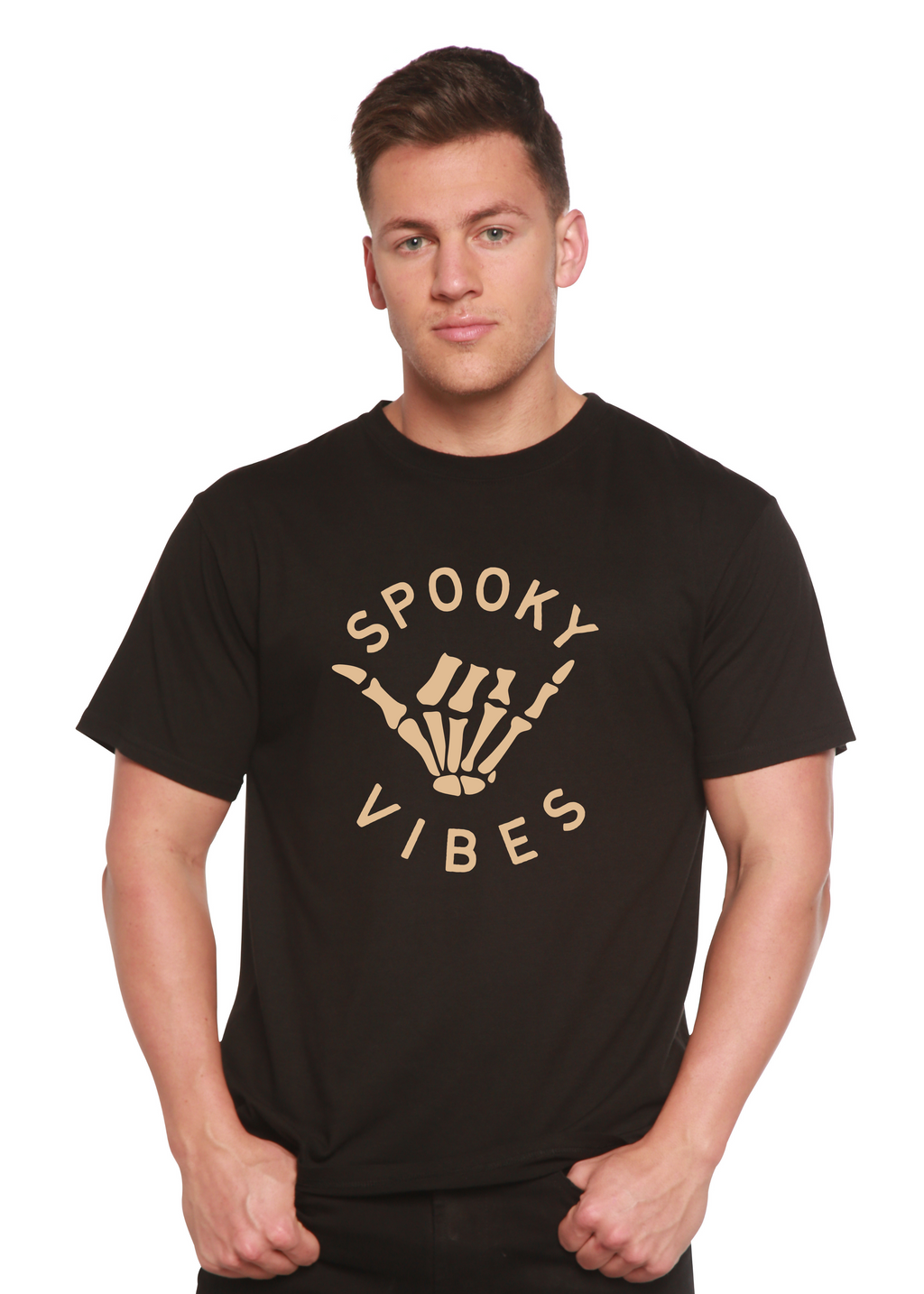Spun Bamboo Spooky Vibes Men's Bamboo Viscose/Organic Cotton Short Sleeve Graphic T-Shirt — main product shot