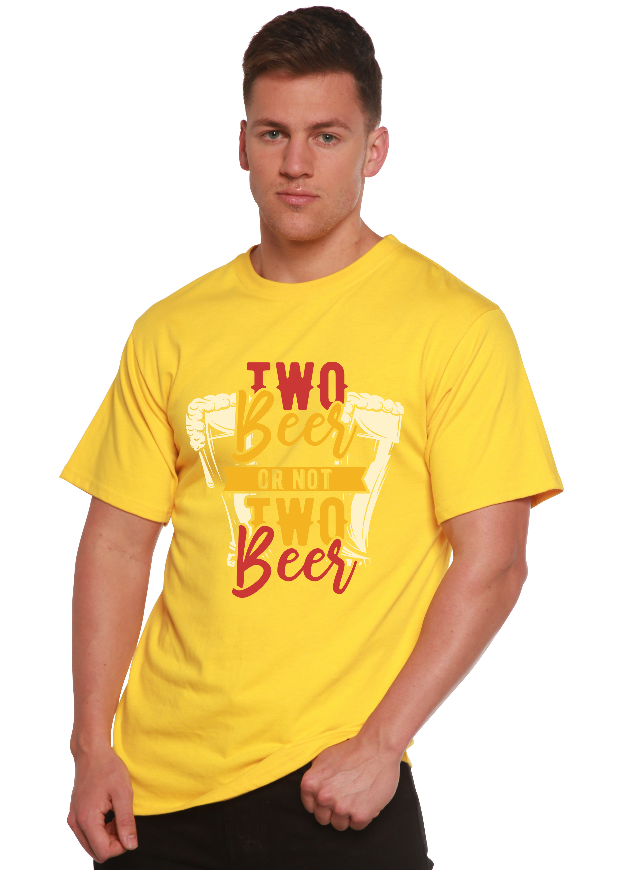 Spun Bamboo Two Beer Men's Bamboo Viscose/Organic Cotton Short Sleeve Graphic T-Shirt — color detail