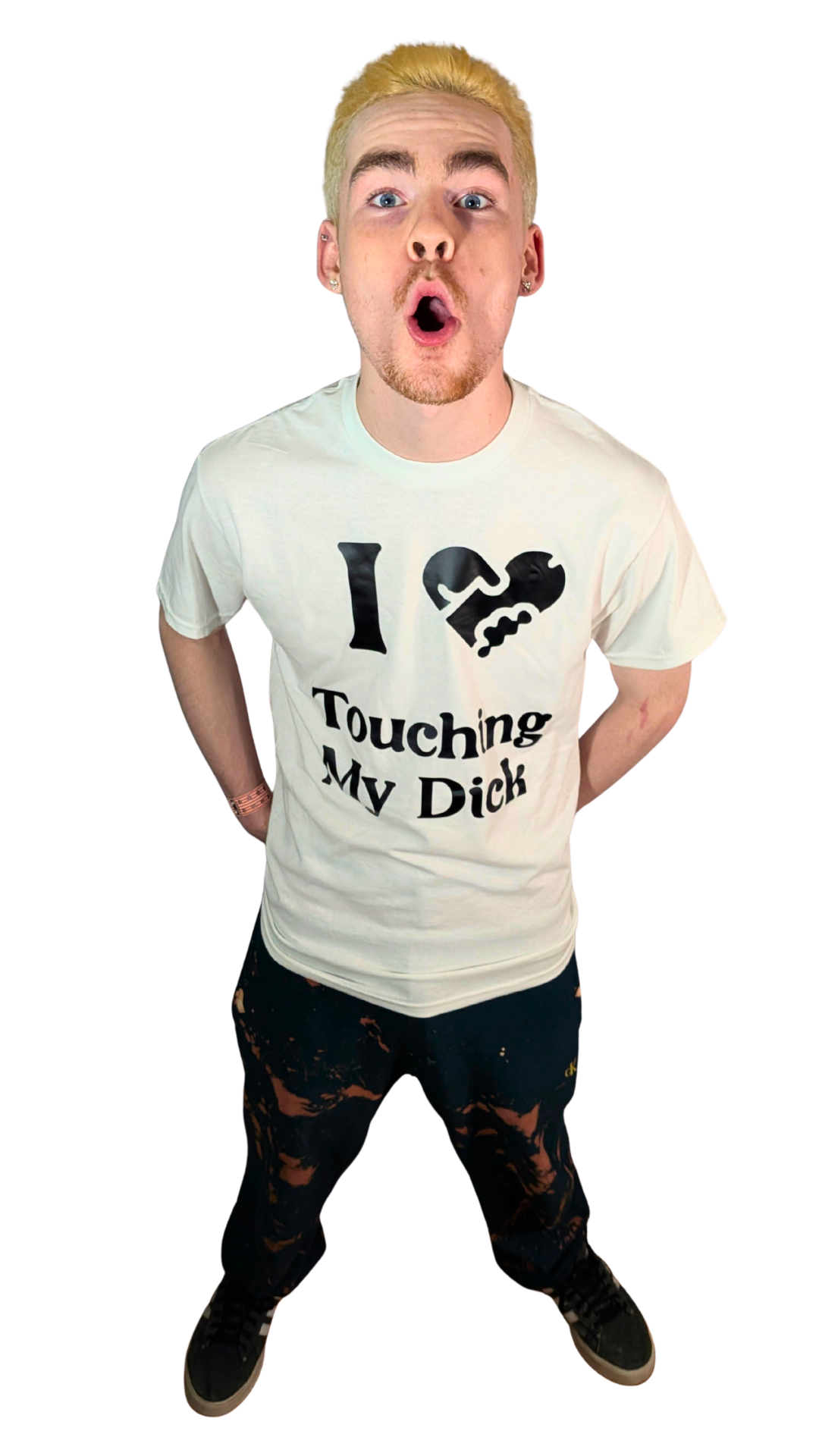 Hustle City Clothing I ♥ Touching My Dick Graphic T-Shirt — back view