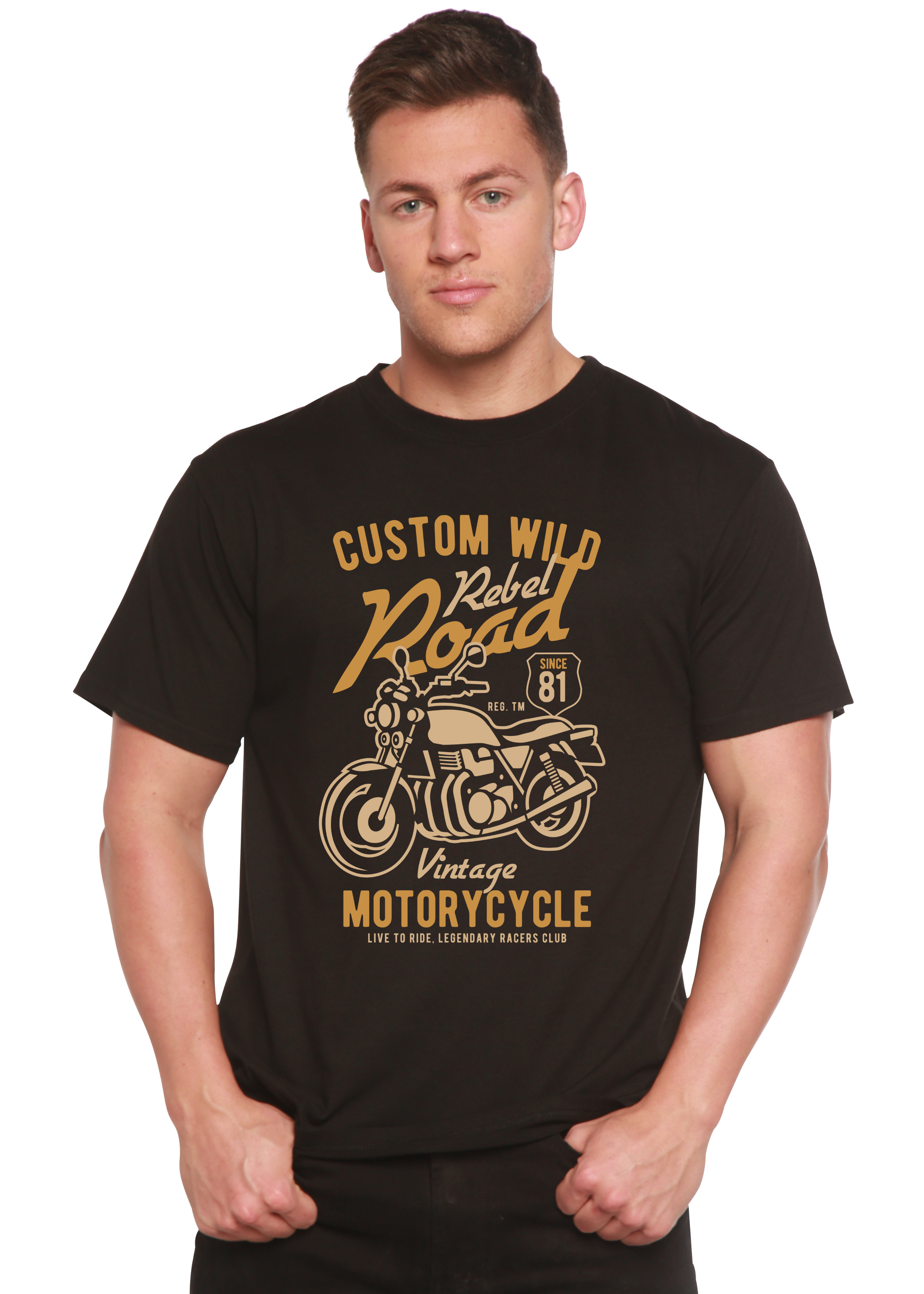 Spun Bamboo Custom Wild Men's Bamboo Viscose/Organic Cotton Short Sleeve Graphic T-Shirt — main product shot