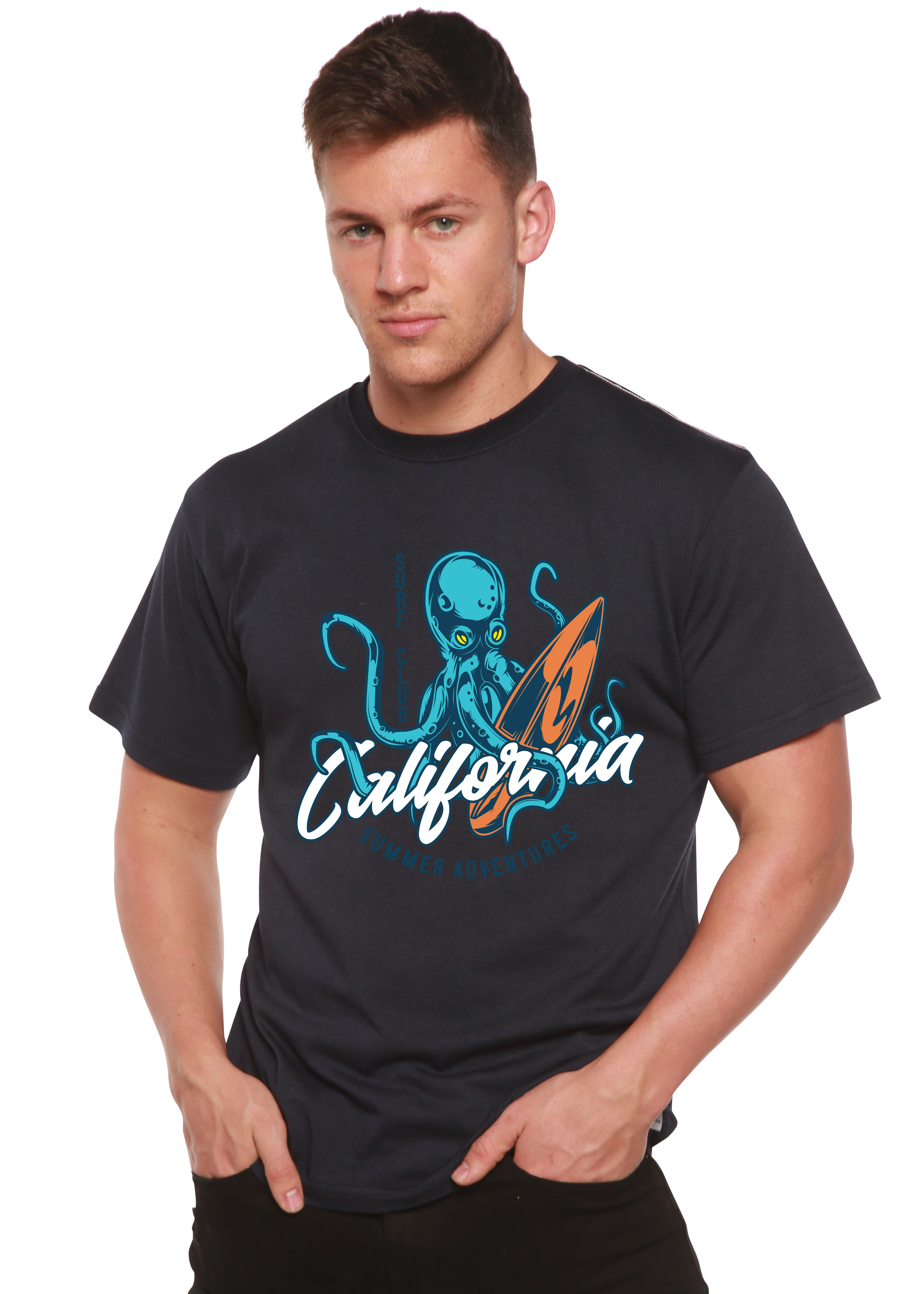 Spun Bamboo California Summer Adventures Men's Bamboo Viscose/Organic Cotton Short Sleeve Graphic T-Shirt — size reference