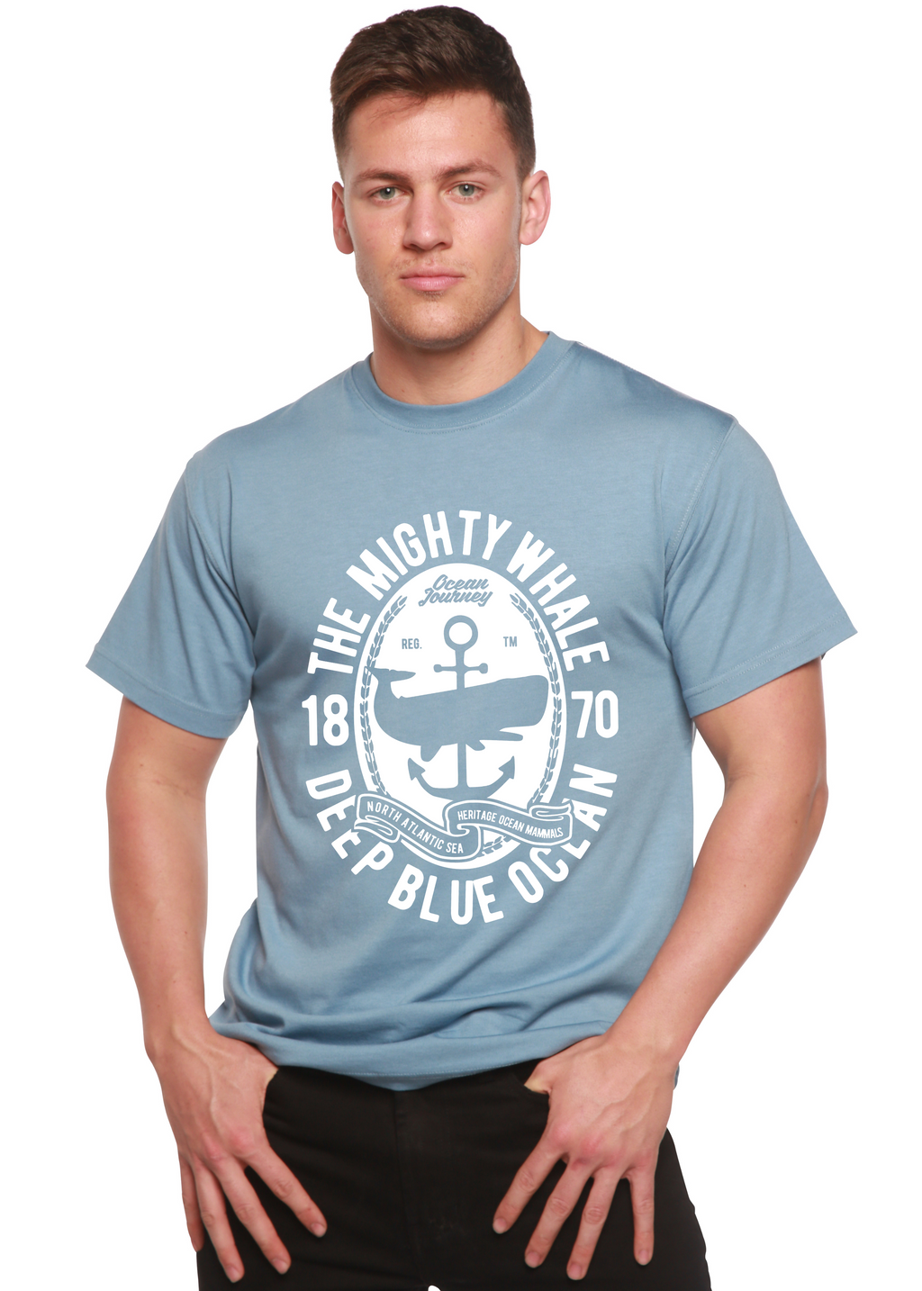 Spun Bamboo The Mighty Spun Bamboo® Men's Bamboo Viscose/Organic Cotton Short Sleeve Graphic T-Shirt — size reference