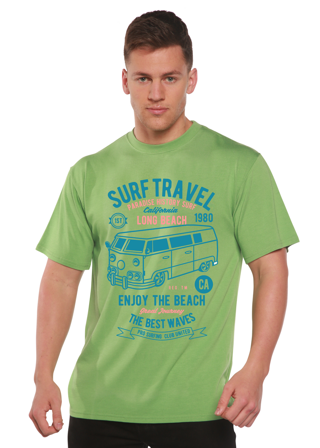 Spun Bamboo Surf Travel Spun Bamboo® Men's Bamboo Viscose/Organic Cotton Short Sleeve Graphic T-Shirt — size reference