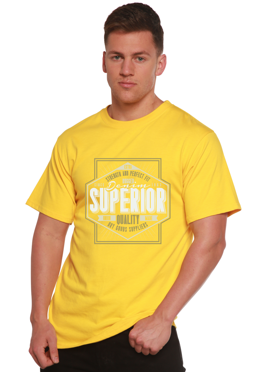 Spun Bamboo Superior Quality Men's Bamboo Viscose/Organic Cotton Short Sleeve Graphic T-Shirt — size reference