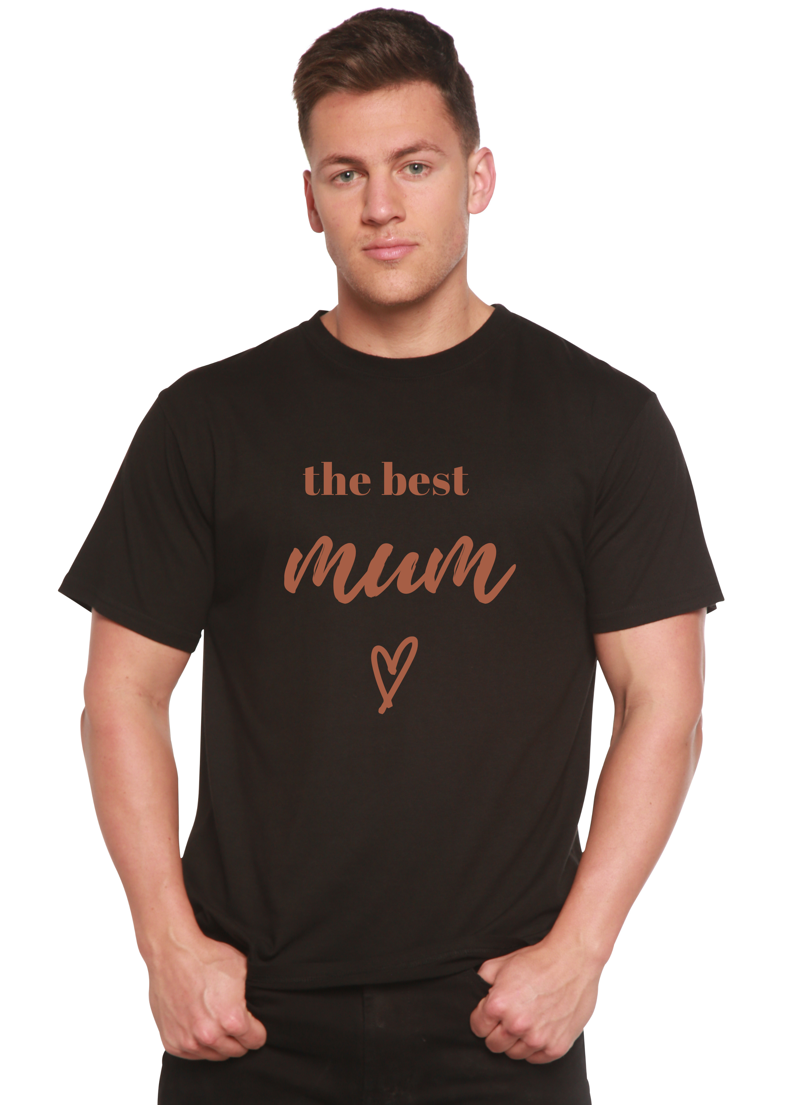 Spun Bamboo The Best Mum Unisex Bamboo Viscose/Organic Cotton Short Sleeve Graphic T-Shirt — fabric or material detail
