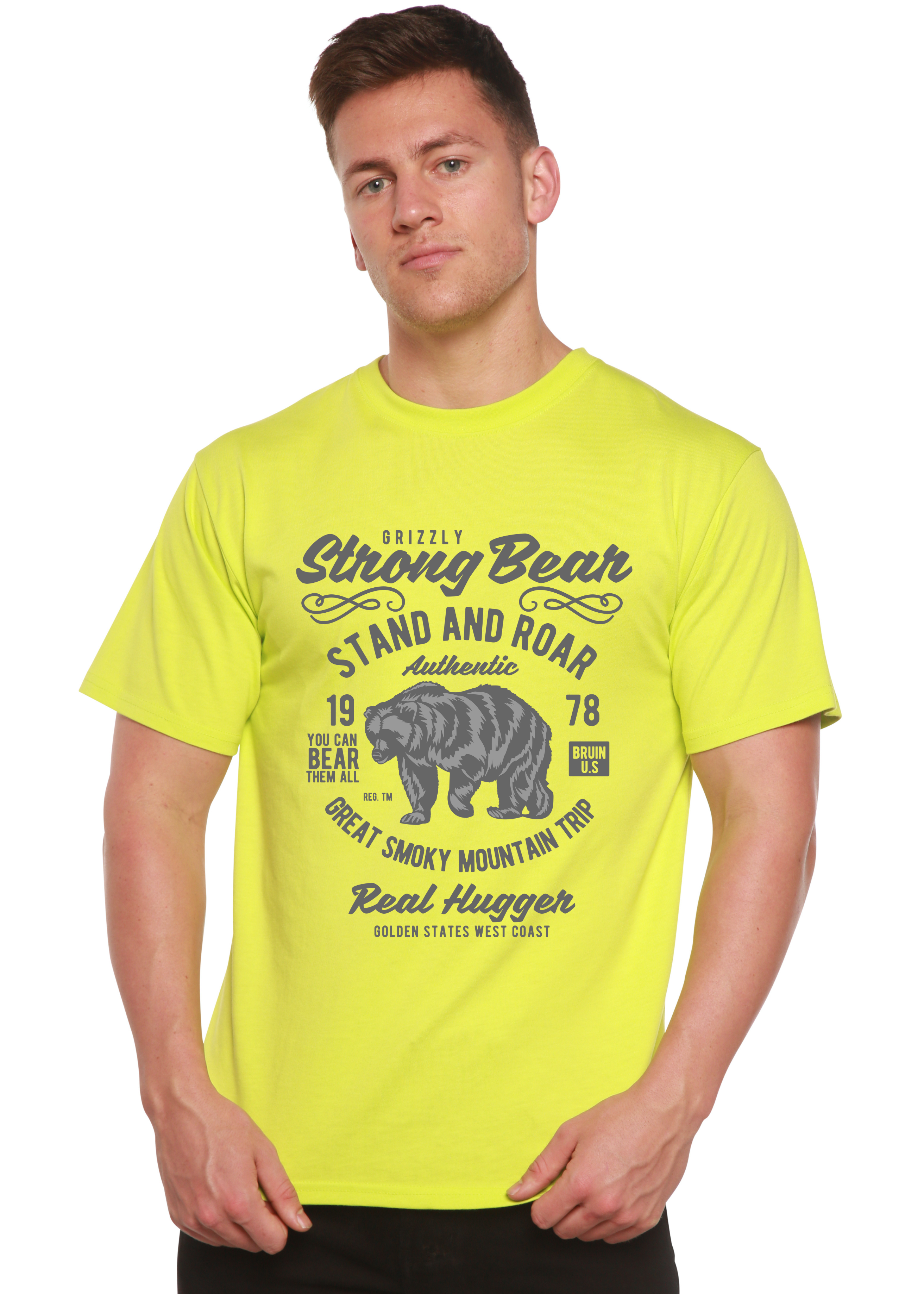 Spun Bamboo Strong Bear Spun Bamboo® Men's Bamboo Viscose/Organic Cotton Short Sleeve Graphic T-Shirt — detail close-up