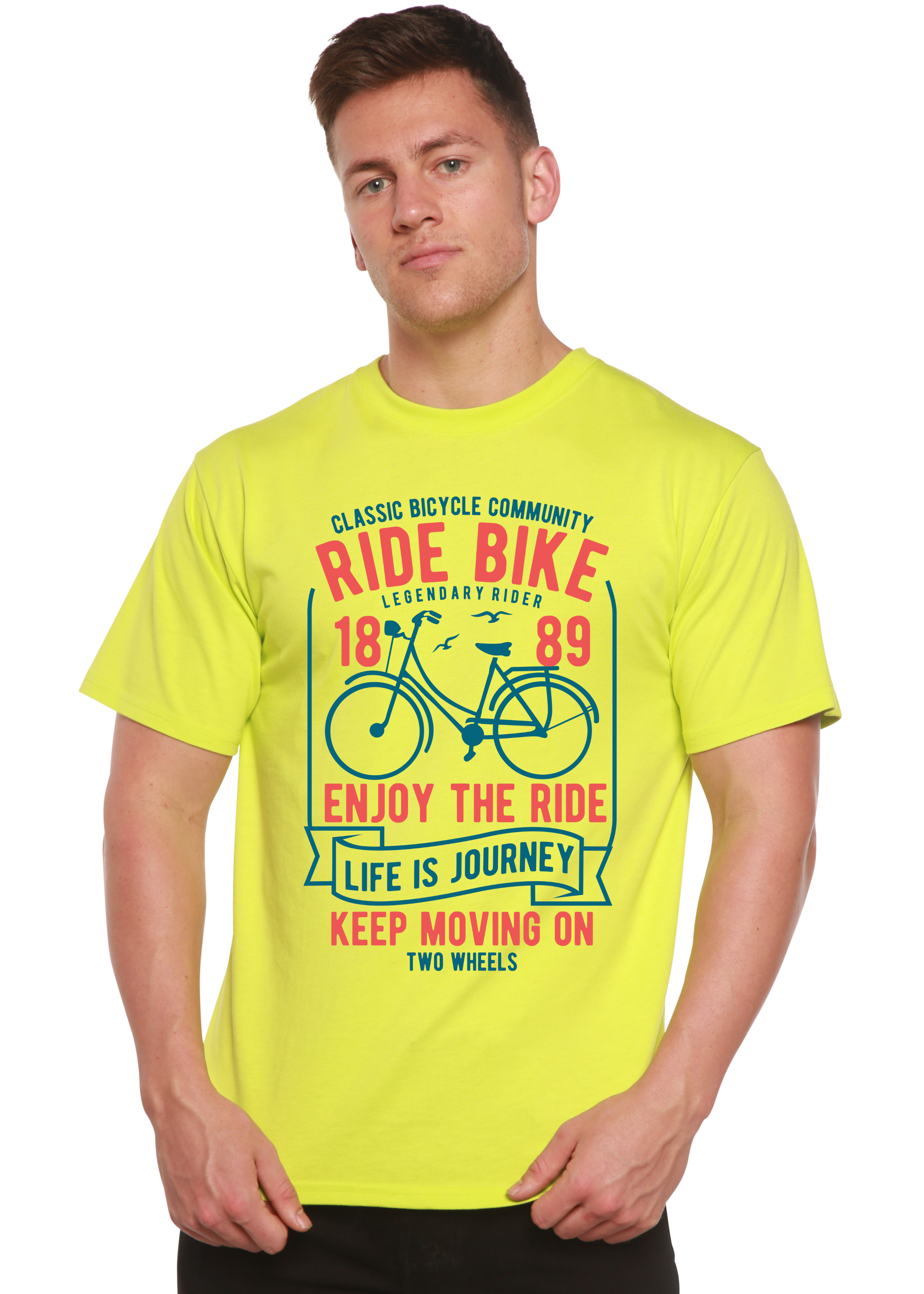 Spun Bamboo Ride Bike Spun Bamboo® Men's Bamboo Viscose/Organic Cotton Short Sleeve Graphic T-Shirt — detail close-up
