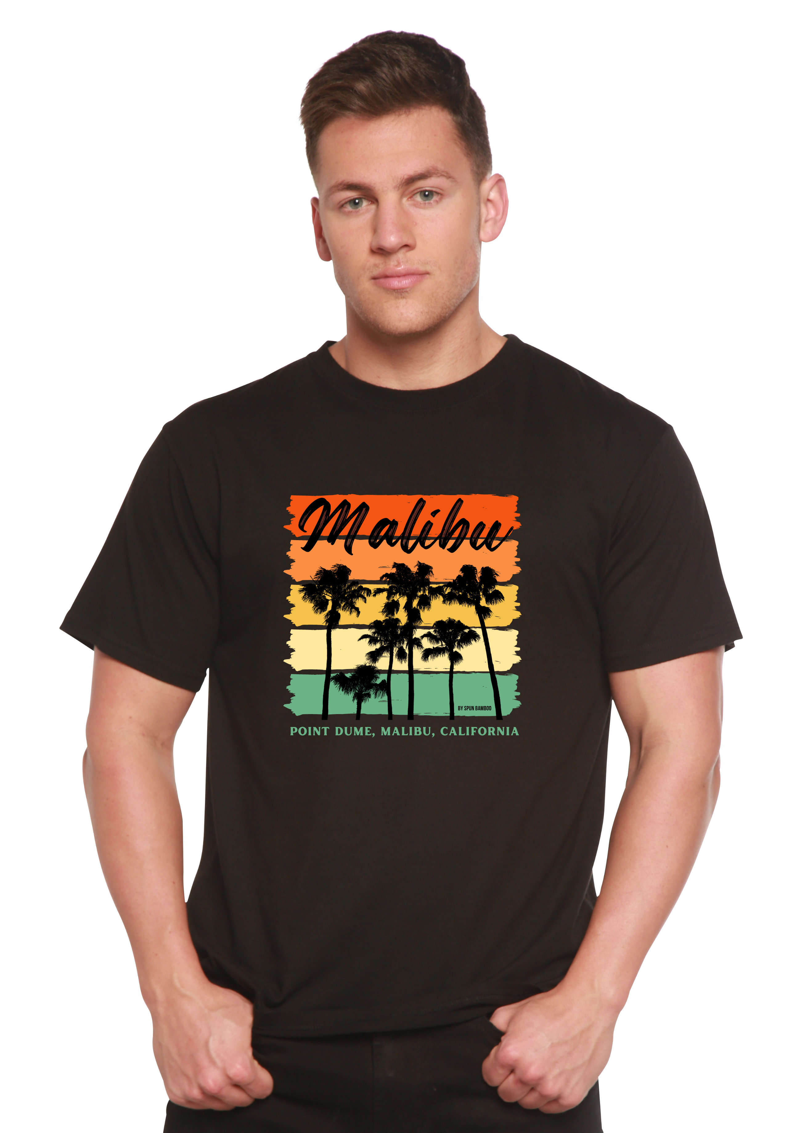 Spun Bamboo Malibu Unisex Bamboo Viscose/Organic Cotton Short Sleeve Graphic T-Shirt — detail close-up