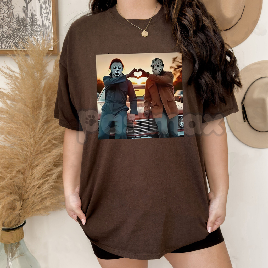Pasimax "Heart Hands But Make It Horror" T-Shirt - Funny Michael & Jason 90s Retro Meme Tee, Unisex Halloween Slasher Shirt —