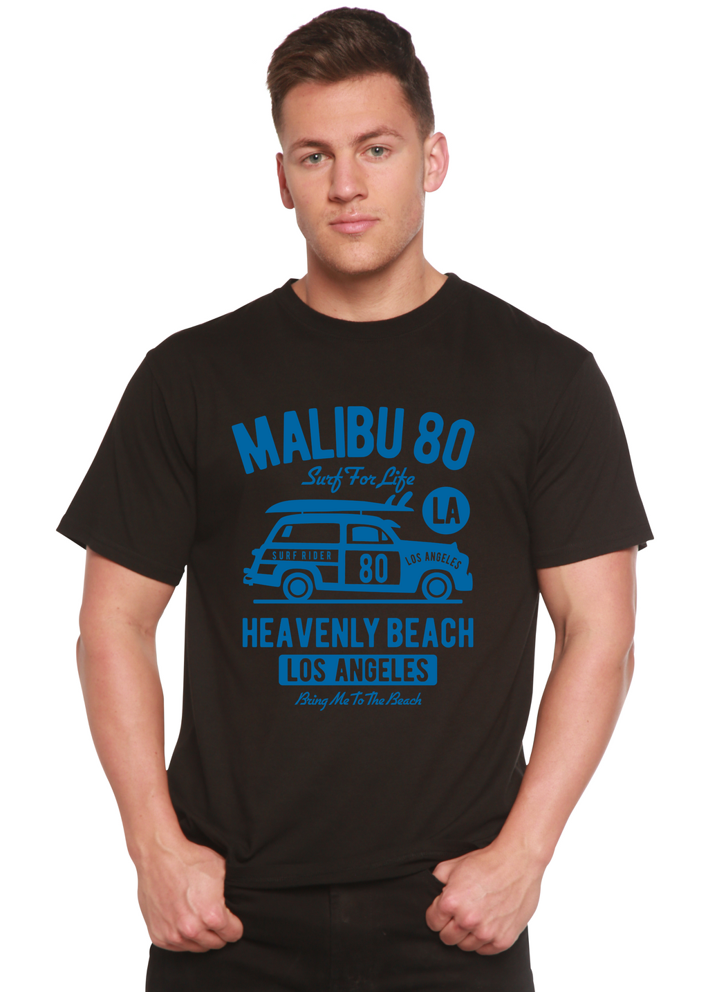 Spun Bamboo Malibu 80 Men's Bamboo Viscose/Organic Cotton Short Sleeve Graphic T-Shirt — size reference