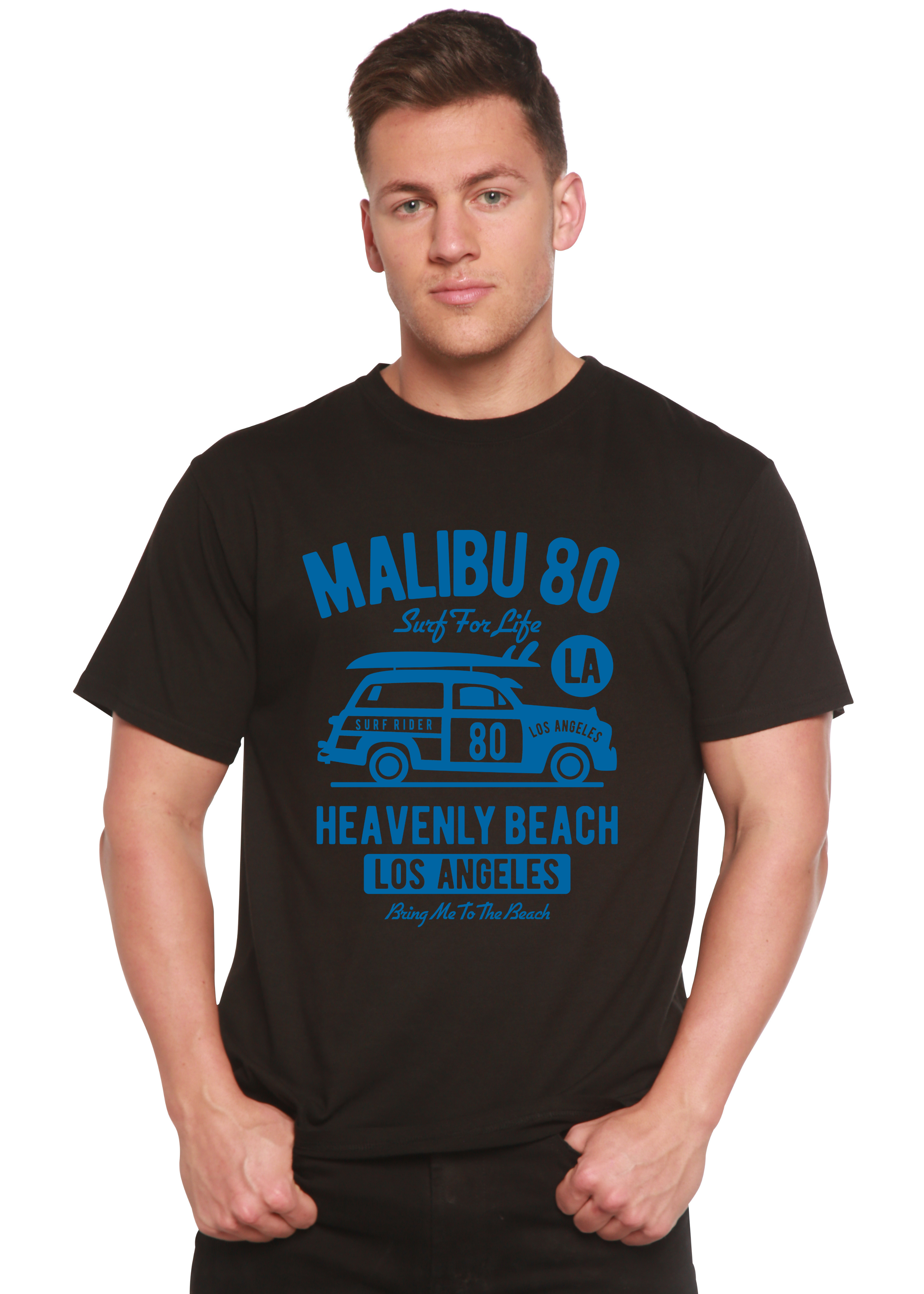 Spun Bamboo Malibu 80 Men's Bamboo Viscose/Organic Cotton Short Sleeve Graphic T-Shirt — size reference