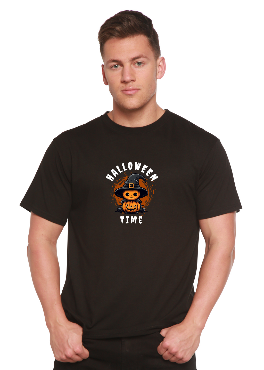 Spun Bamboo Halloween Time Unisex Bamboo Viscose/Organic Cotton Short Sleeve Graphic T-Shirt — side view