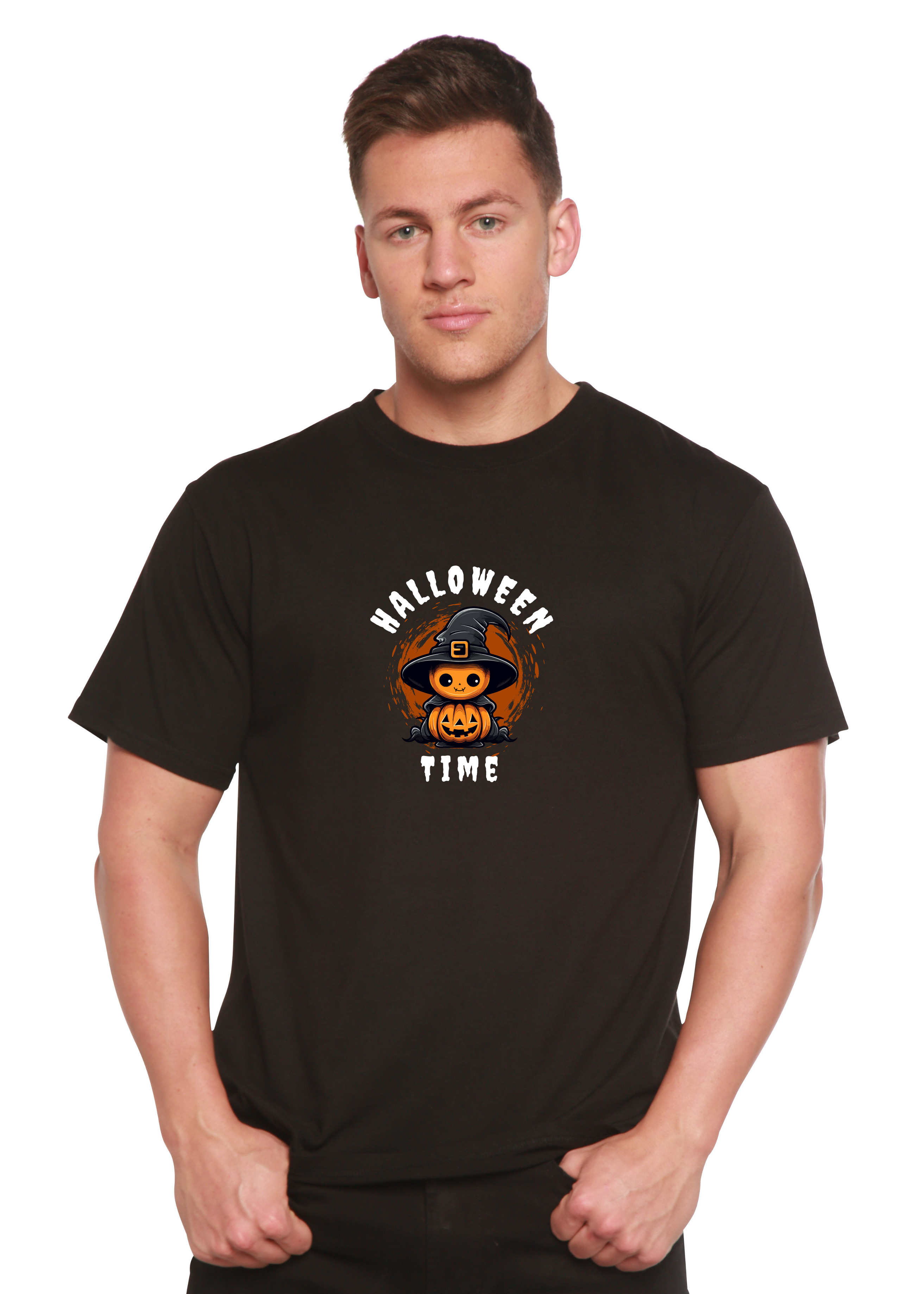 Spun Bamboo Halloween Time Unisex Bamboo Viscose/Organic Cotton Short Sleeve Graphic T-Shirt — side view