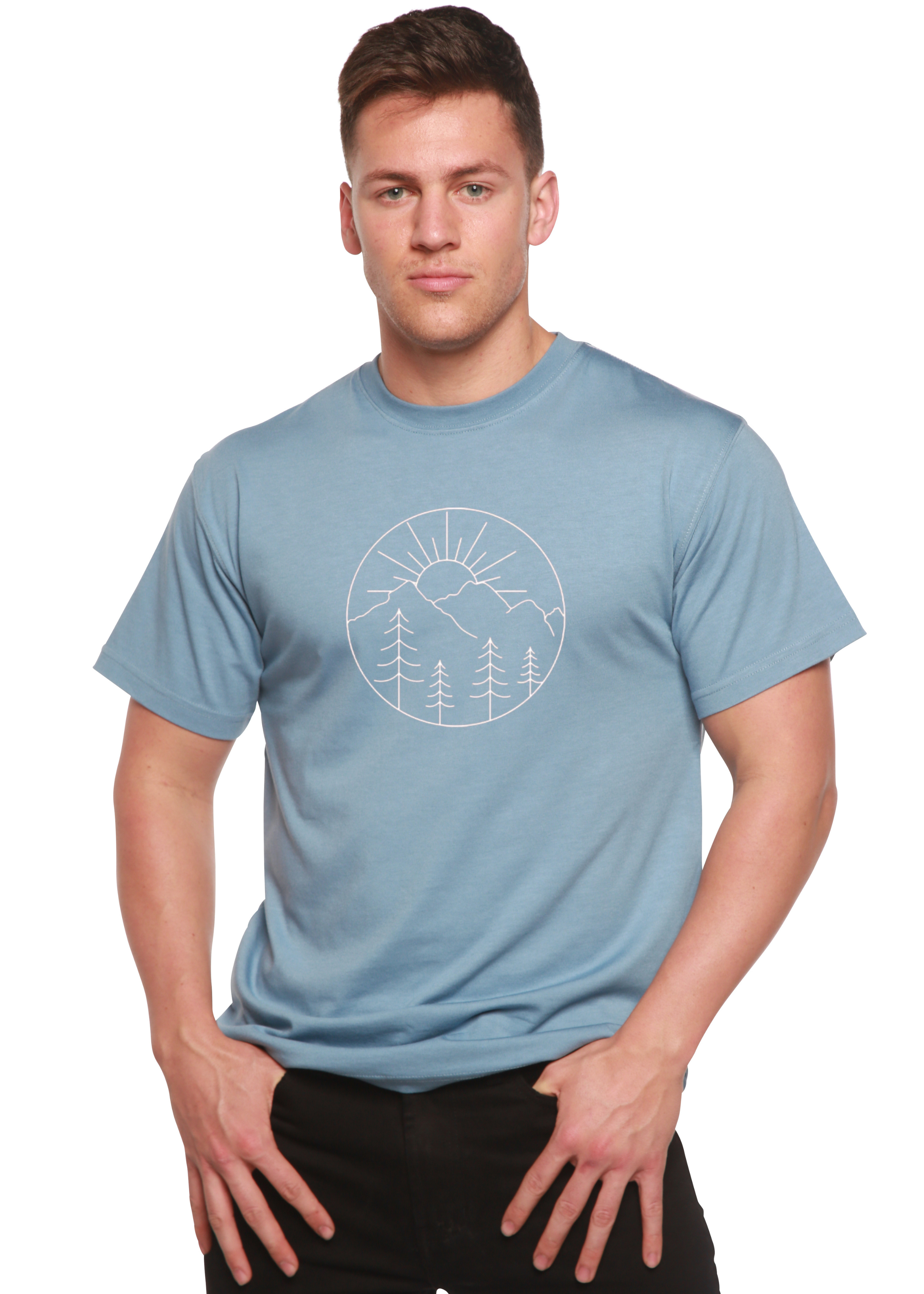 Spun Bamboo Nature Lover Hike Men's Bamboo Viscose/Organic Cotton Short Sleeve Graphic T-Shirt — back view
