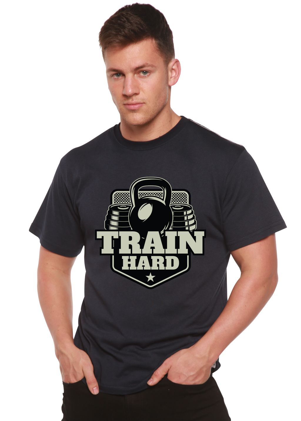 Spun Bamboo Train Hard Men's Bamboo Viscose/Organic Cotton Short Sleeve Graphic T-Shirt — size reference