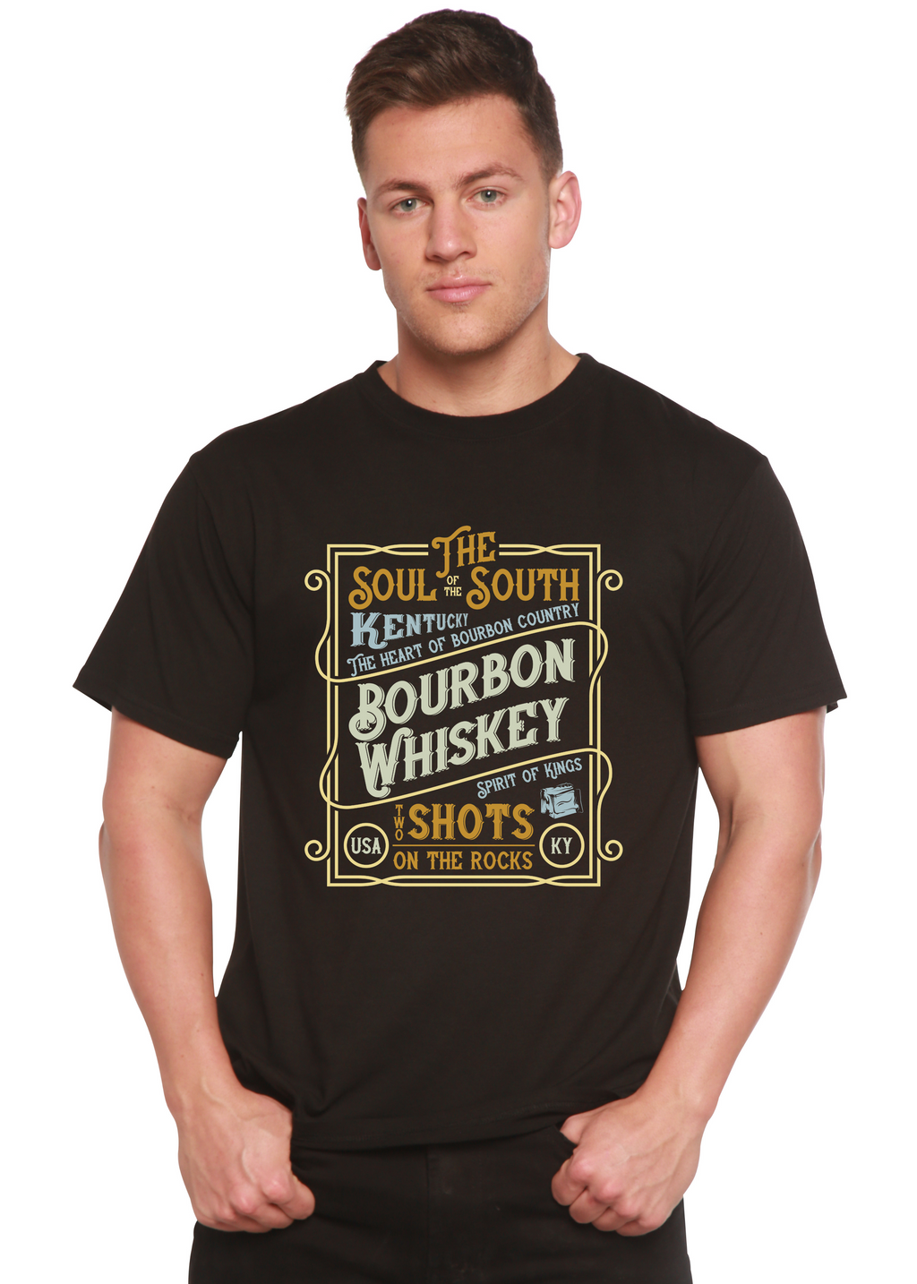 Spun Bamboo Bourbon Whiskey Men's Bamboo Viscose/Organic Cotton Short Sleeve Graphic T-Shirt — main product shot