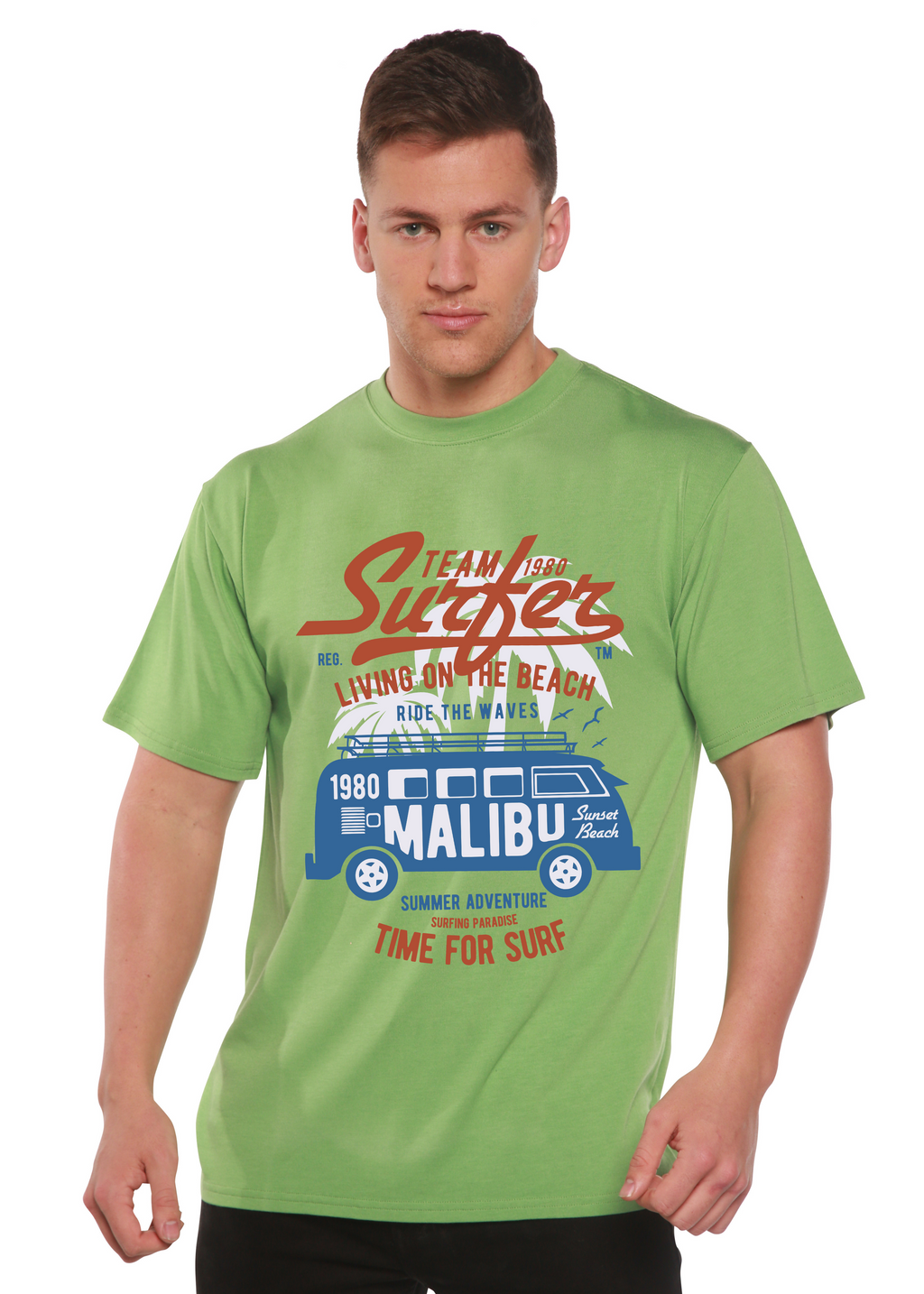 Spun Bamboo Team Surfer Spun Bamboo® Men's Bamboo Viscose/Organic Cotton Short Sleeve Graphic T-Shirt — size reference