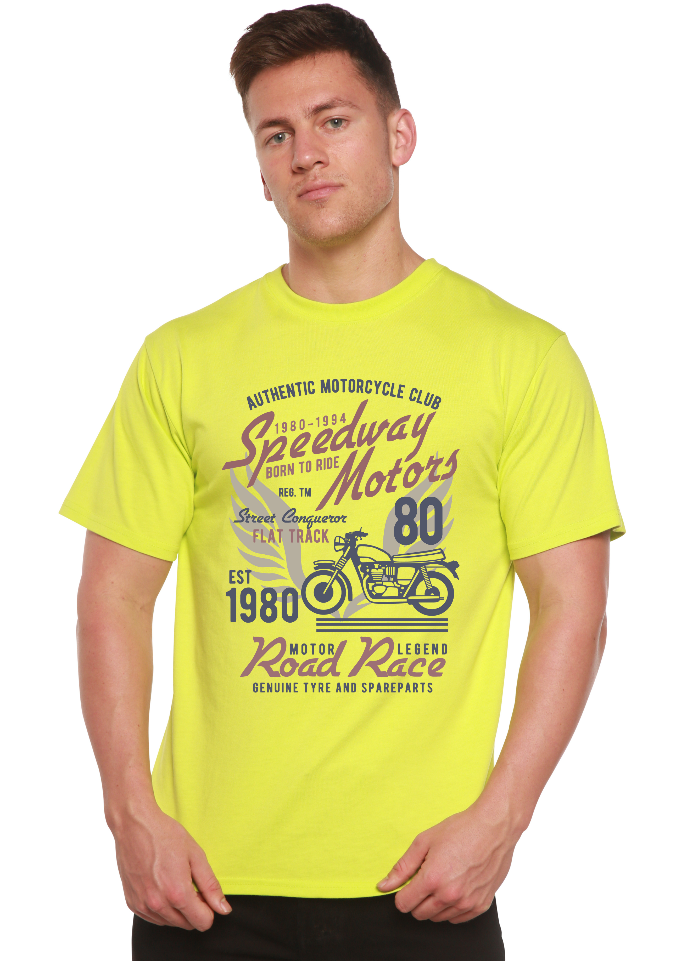Spun Bamboo Speedway Motor Spun Bamboo® Men's Bamboo Viscose/Organic Cotton Short Sleeve Graphic T-Shirt — in-use photo