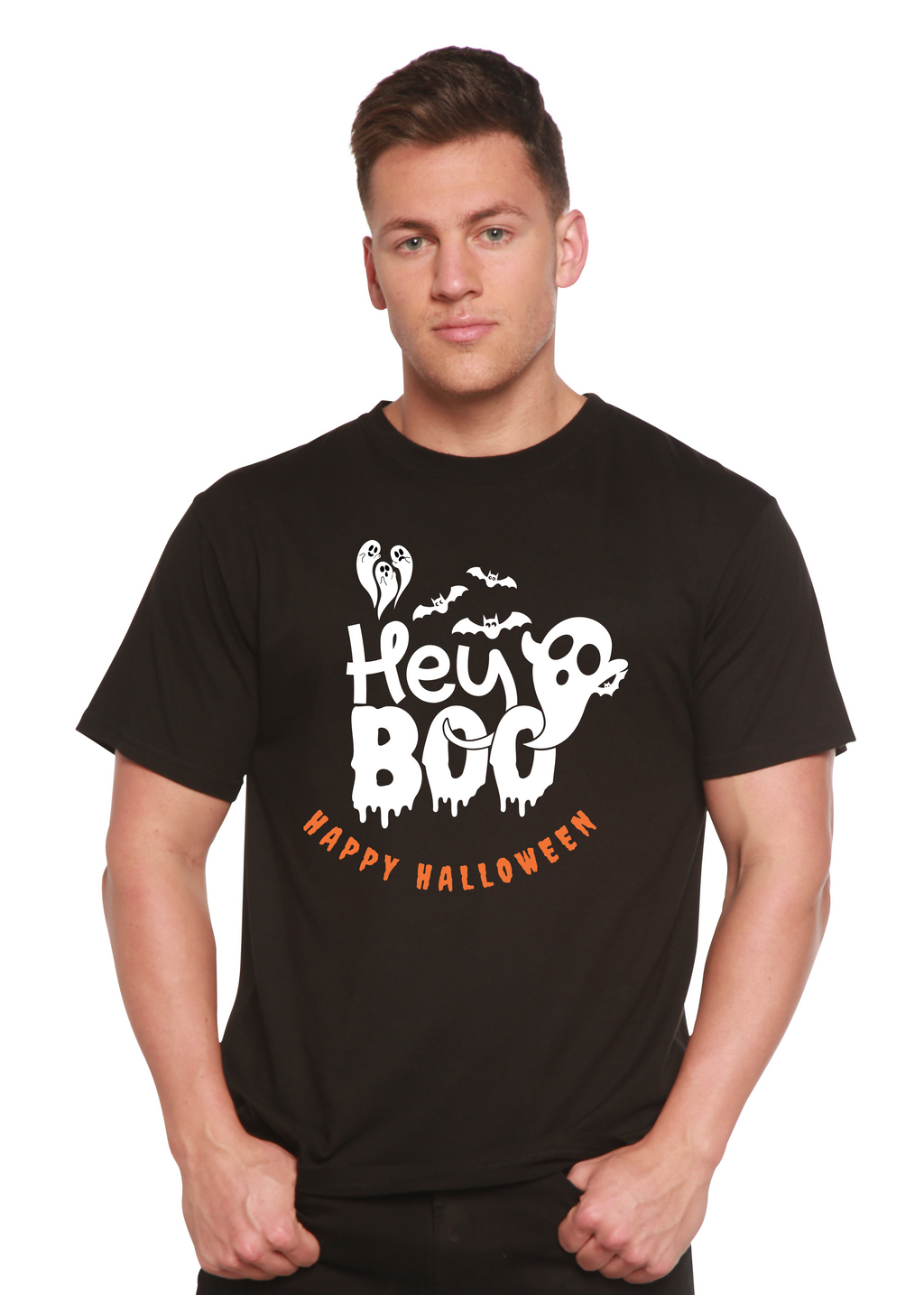 Spun Bamboo Hey Boo Men's Bamboo Viscose/Organic Cotton Short Sleeve Graphic T-Shirt — main product shot