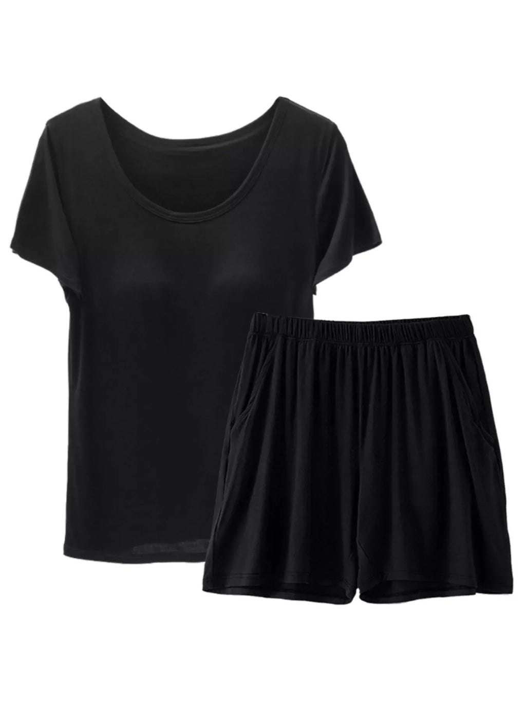 Plus Size Padded Modal Short Sleeve T-Shirt and Shorts Set