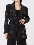 Rhinestone Button Down Long Sleeve Blazer