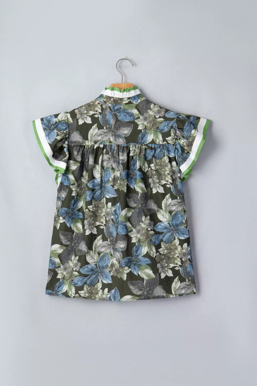 Ruffled Short Sleeve Floral Summer Blouse