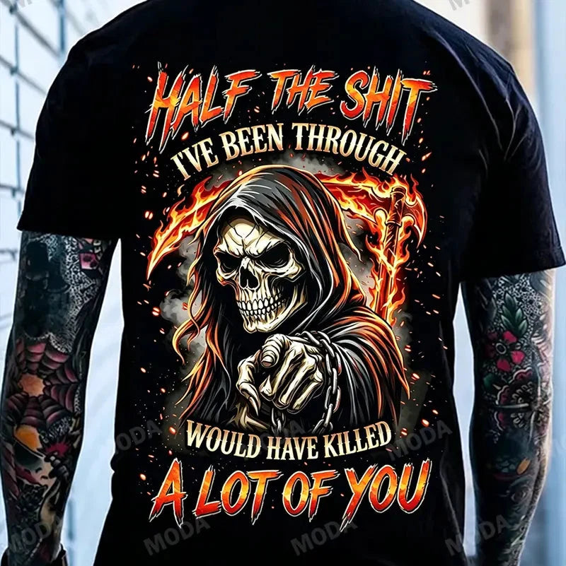 Generation X "Half The Shit..." T-Shirt – Custom Year Skull Retro Funny Gen X Unisex Graphic Tee