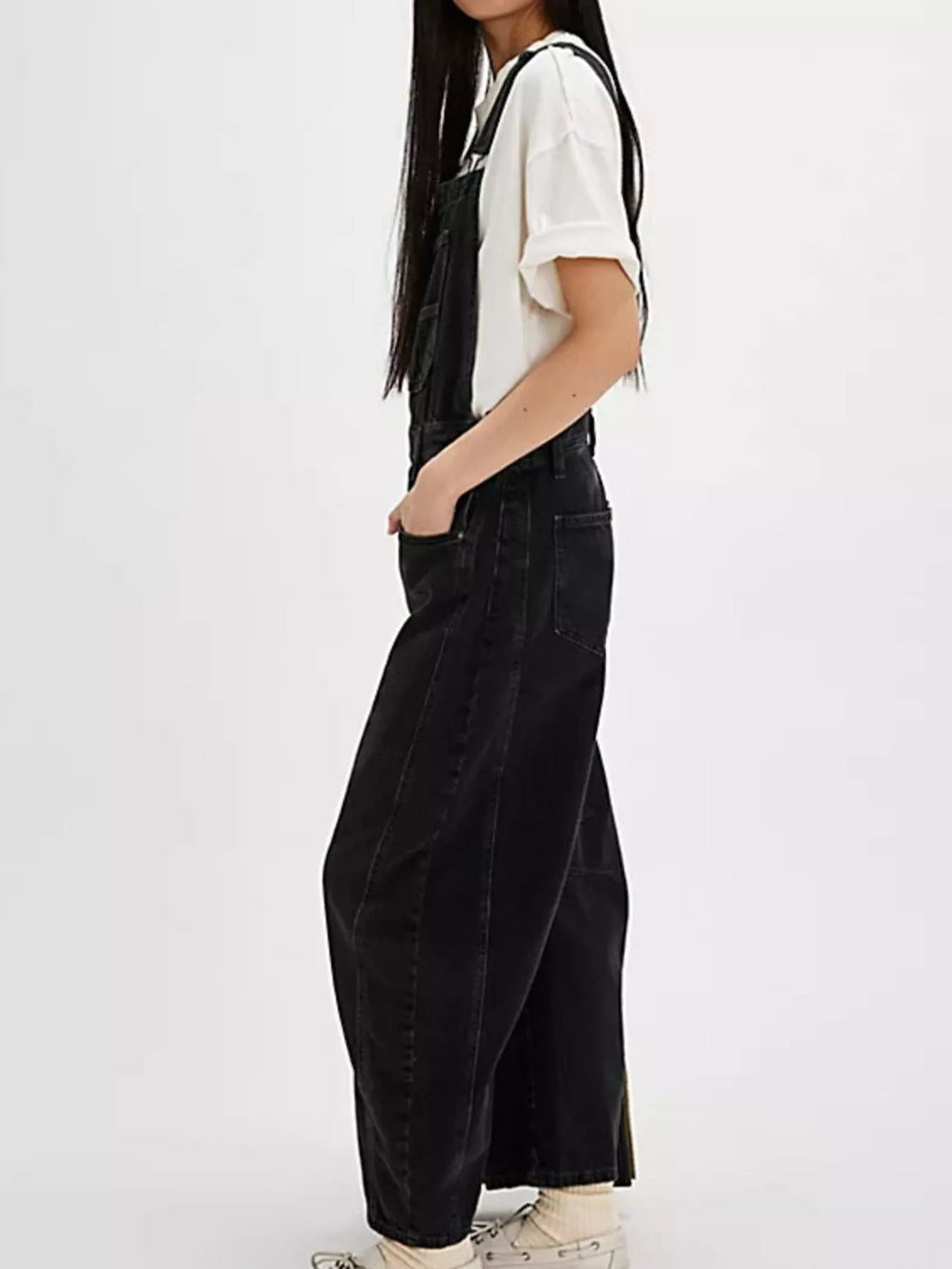 Wide Strap Wide Leg Denim Overalls
