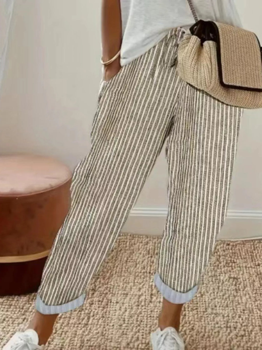 Striped Cropped Pants