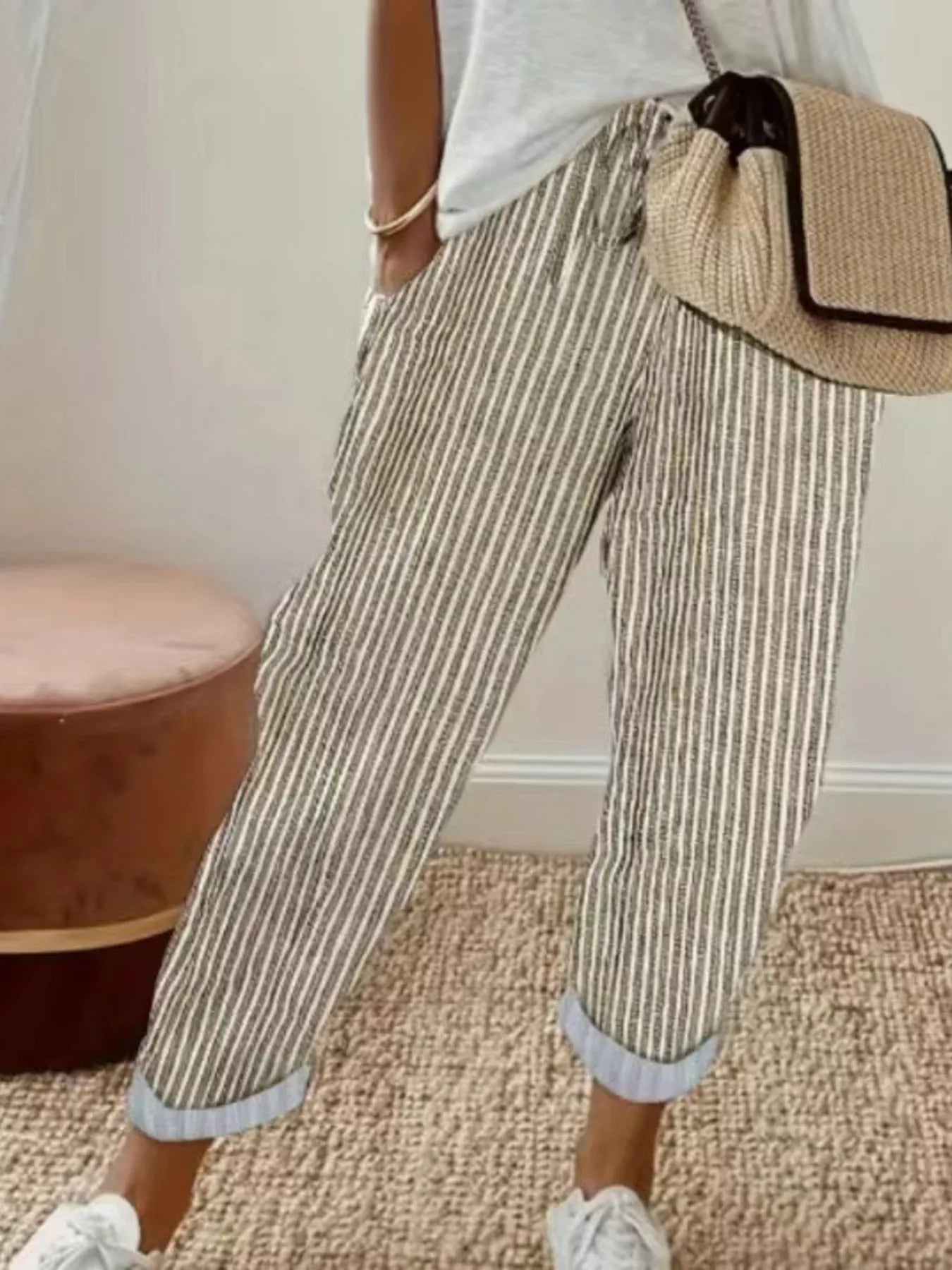 Striped Cropped Pants