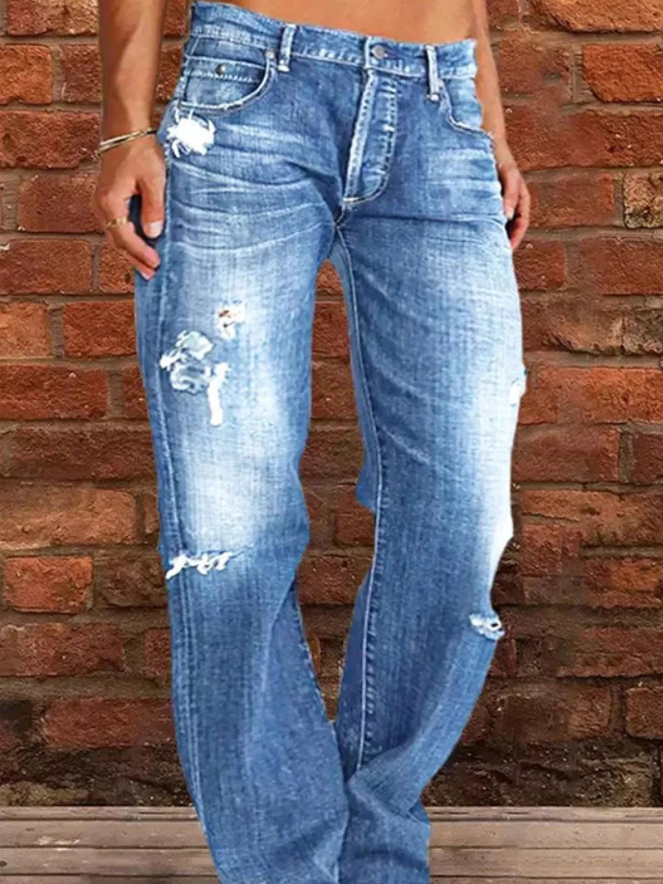 Full Size Distressed Raw Hem Jeans Plus Size