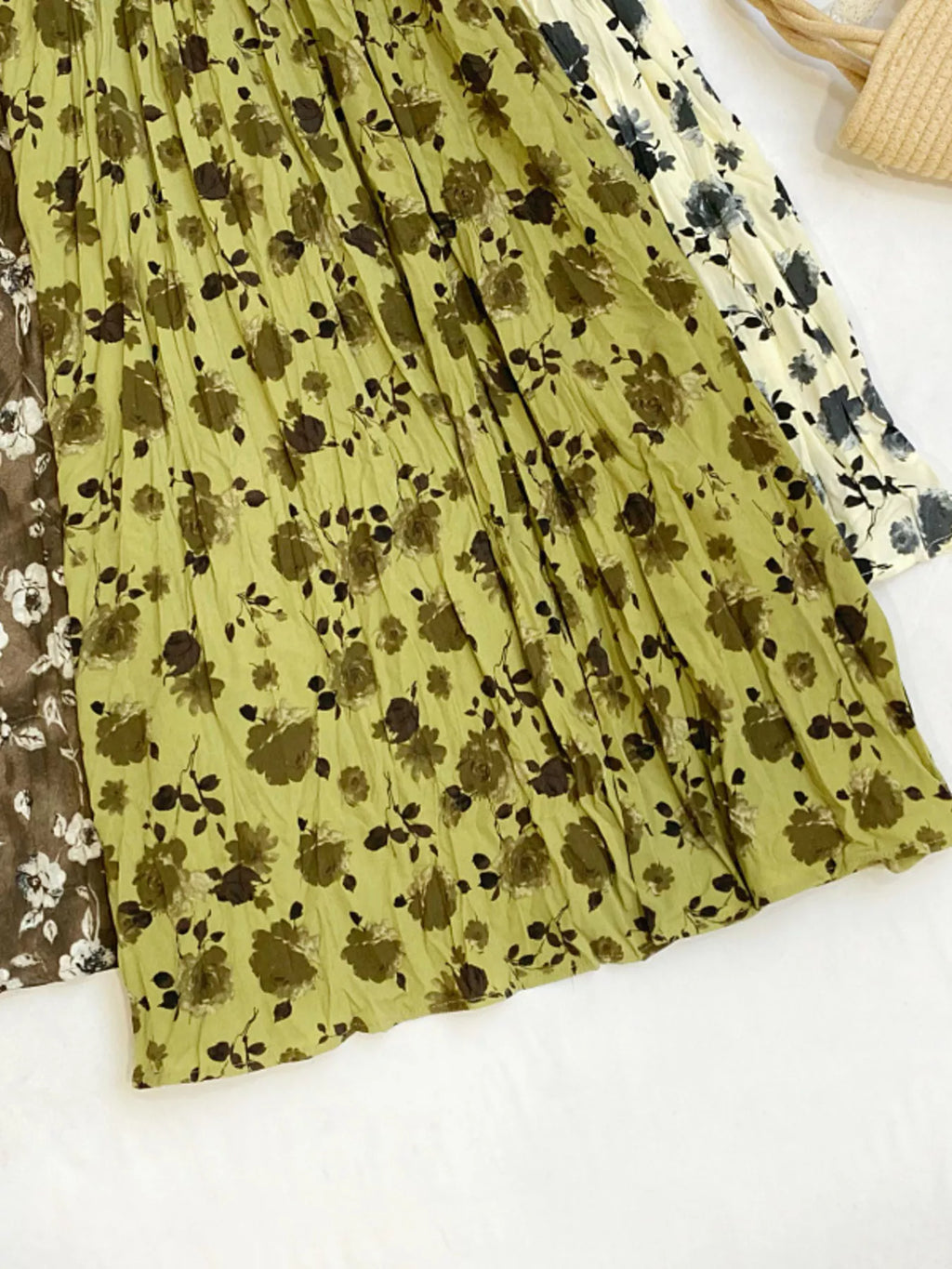 Floral Print Elastic Waist Midi Skirt