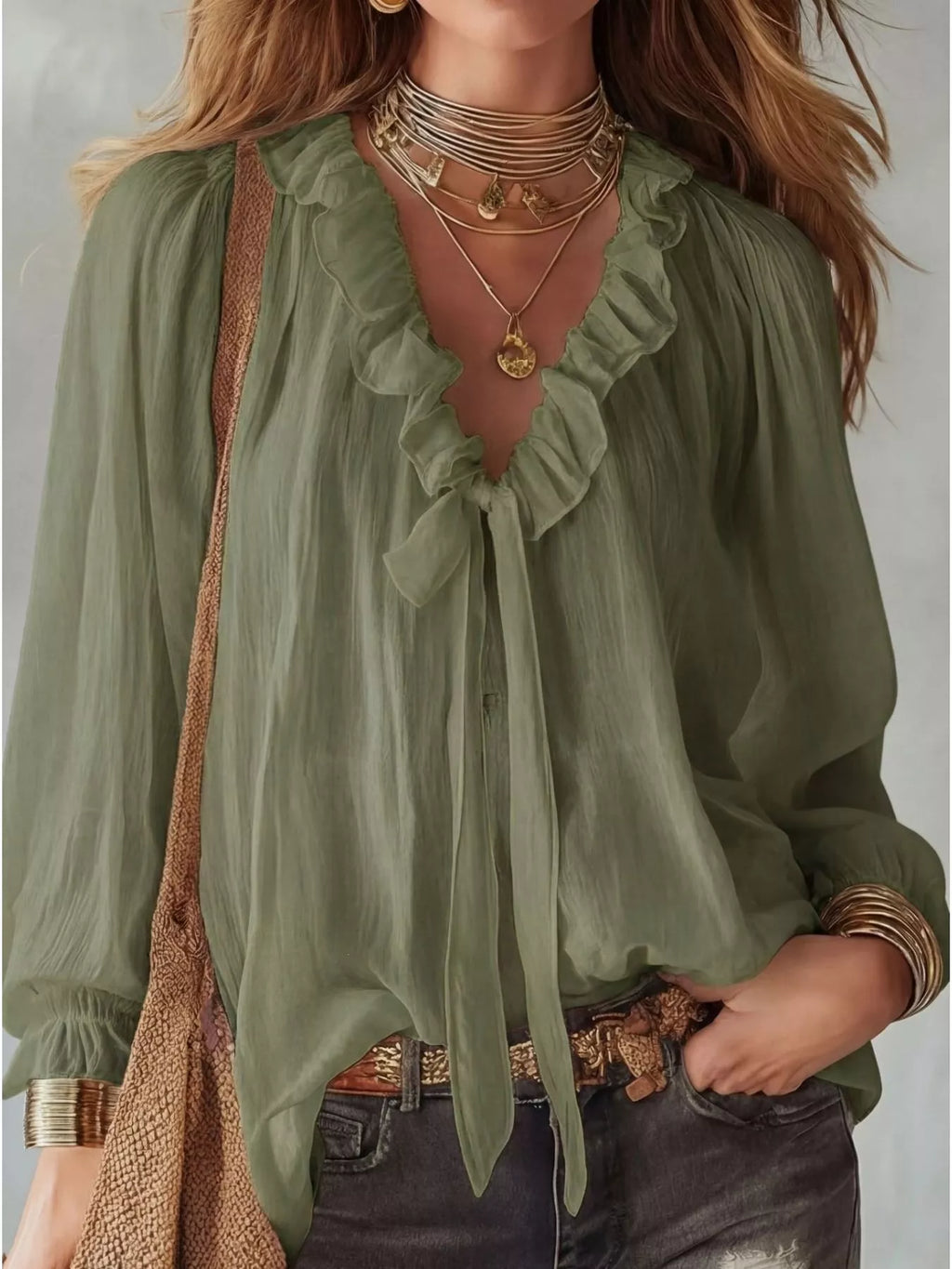 Ruffle Long Sleeve Blouse
