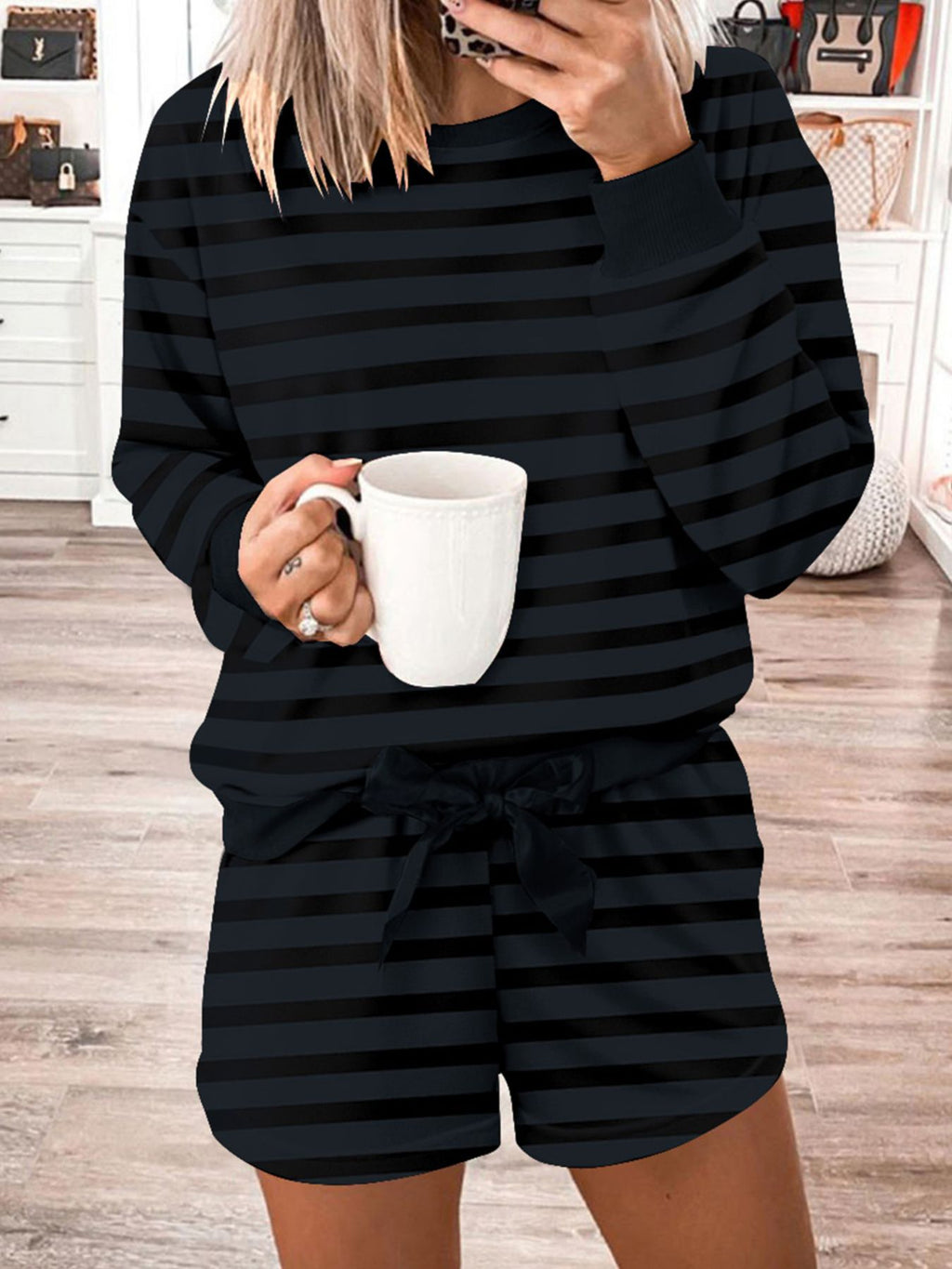 Long Sleeve Top and Shorts Two Piece Set