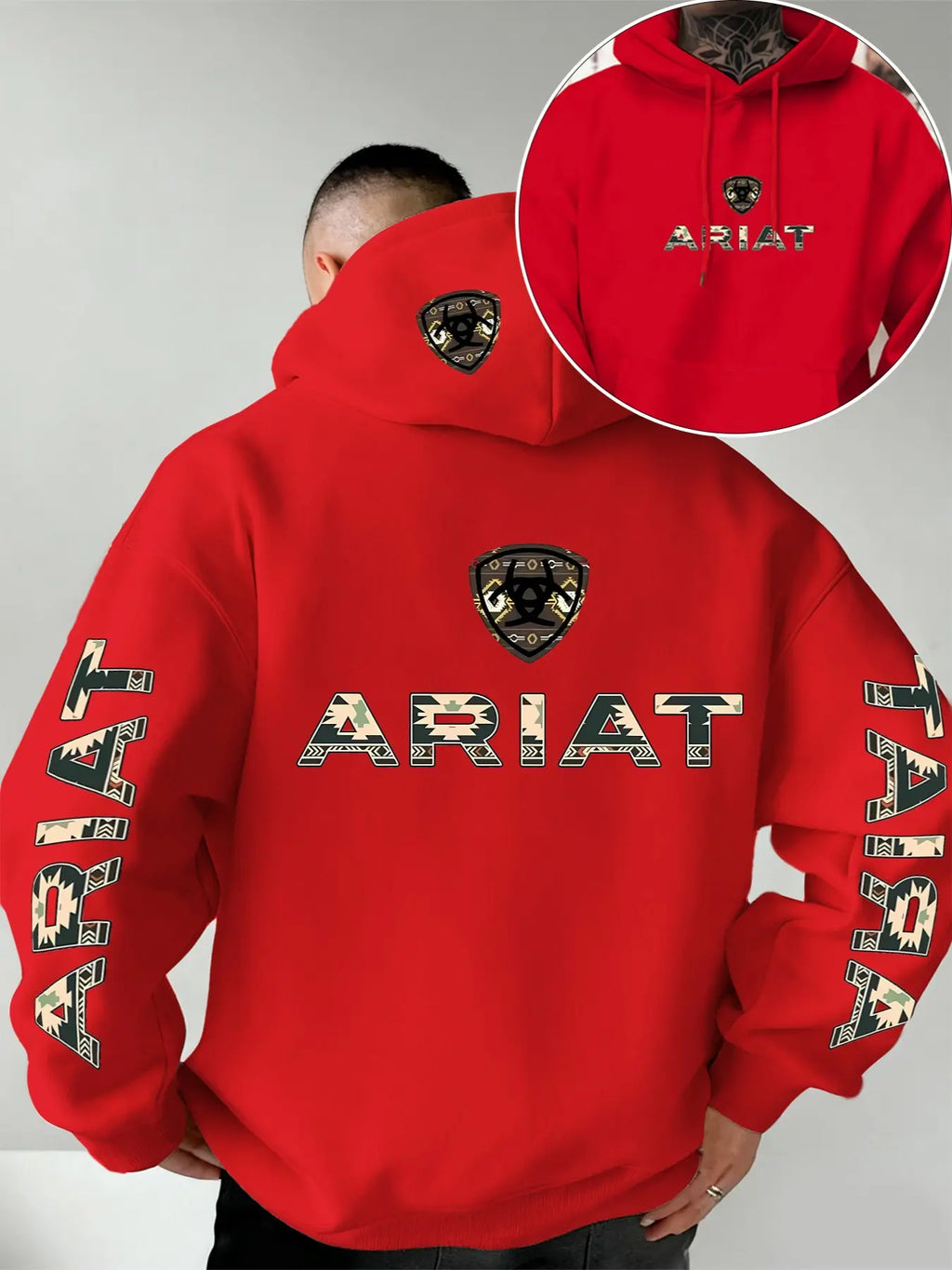 Ariat Letter Print Hooded Sweatshirt – Western Style Graphic Pullover, Rugged Outdoor Country Hoodie, Unisex Casual Apparel
