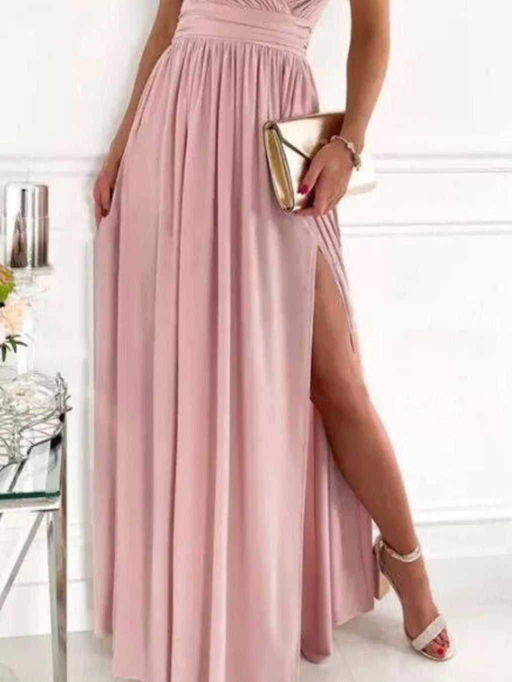 High Slit Lace Detail Maxi Dress