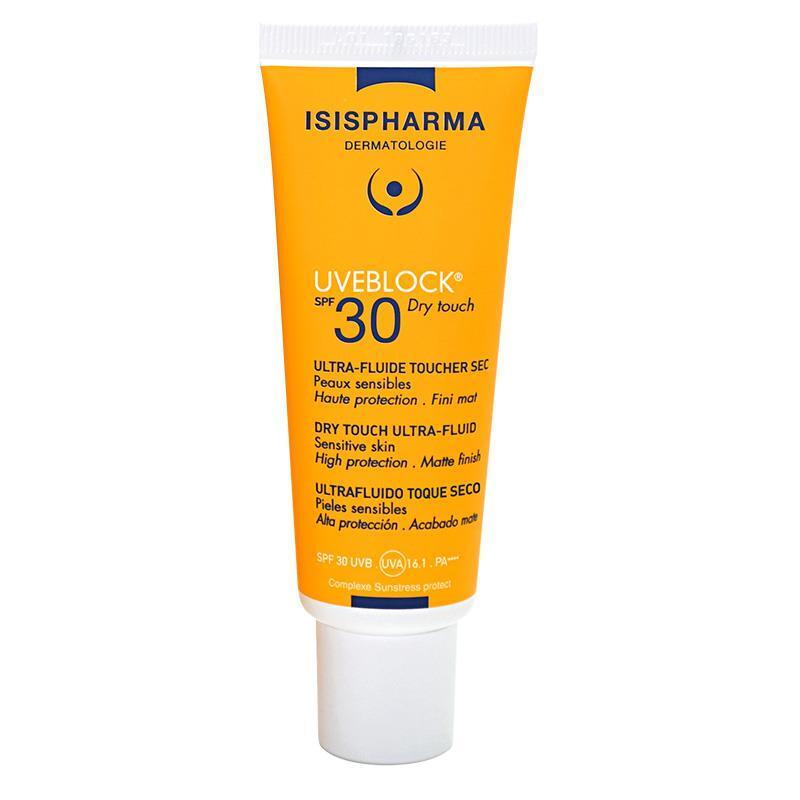 Isispharma Uveblock SPF30 Dry Touch Ultra-Fluid Sunscreen for Oily Skin - Non-Greasy, Moisturizing, SPF 30 Sun Protection