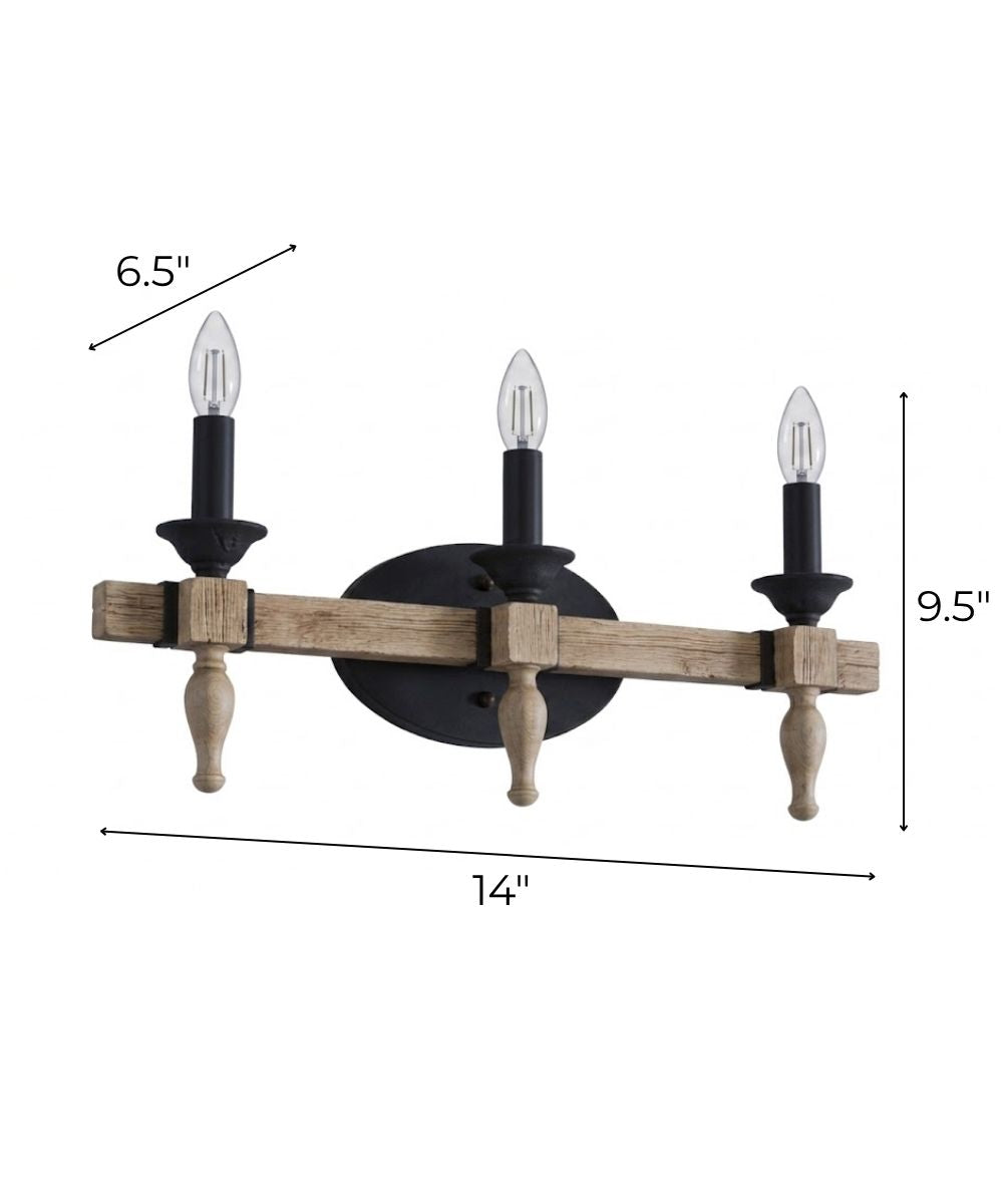 Glenwood 21"W 3-Light Aged Bronze and Distressed Oak Finish Bathroom Vanity Light Fixture – LampsUSA, view 2
